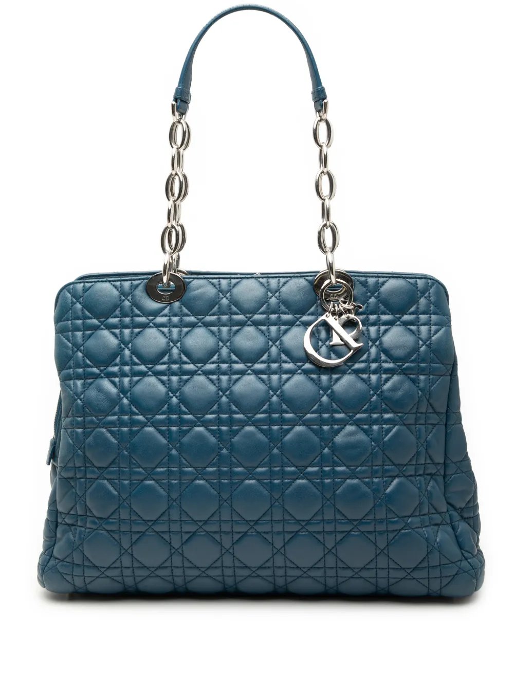 2014 Large Lambskin Cannage Soft Zipped Lady Dior Shopping tote bag
