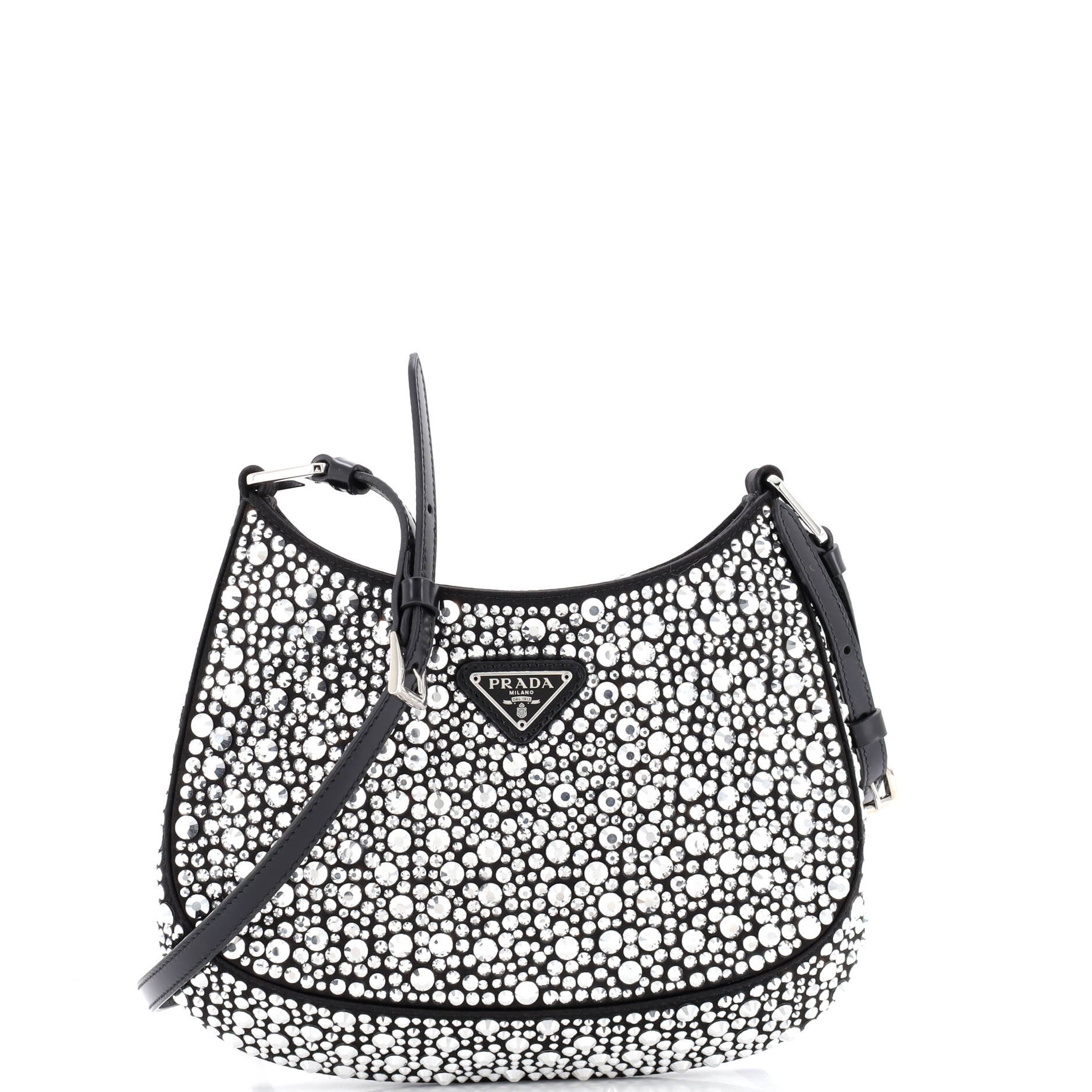 Cleo Shoulder Bag Crystal Embellished Satin Small