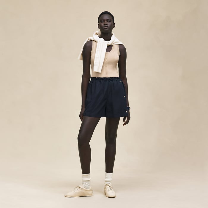 Bleu Noir Short Coulissé