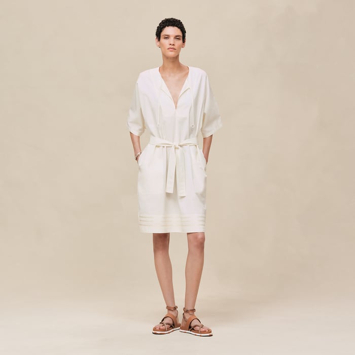 Blanc Cassé Embroidered Beach Caftan