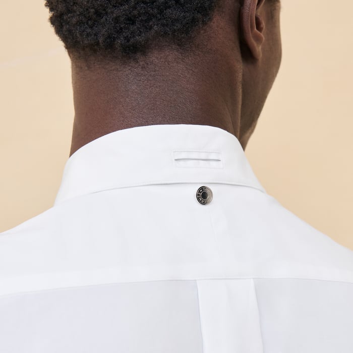 Blanc Sporty Fit Shirt With Leather Detail