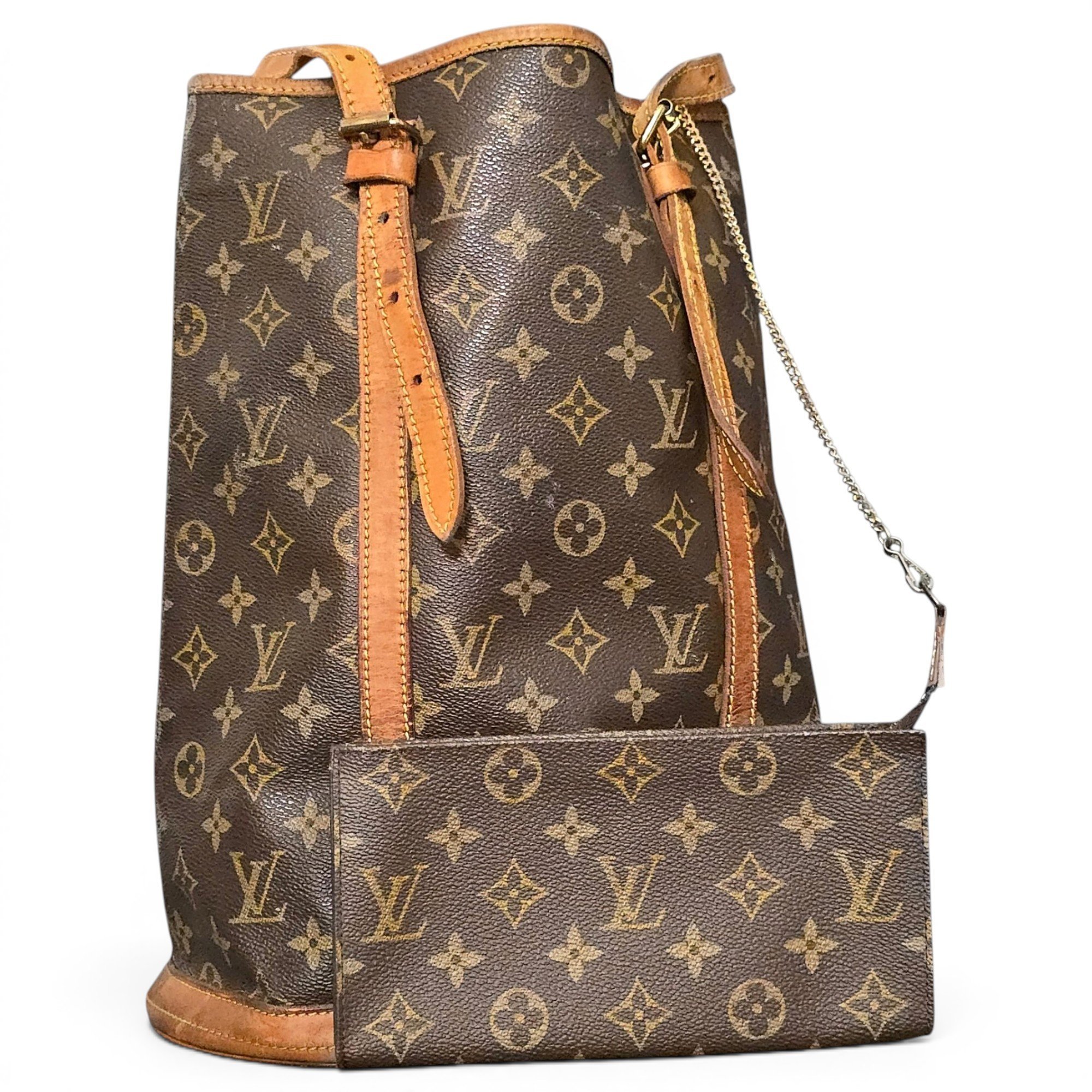 Bucket leather handbag