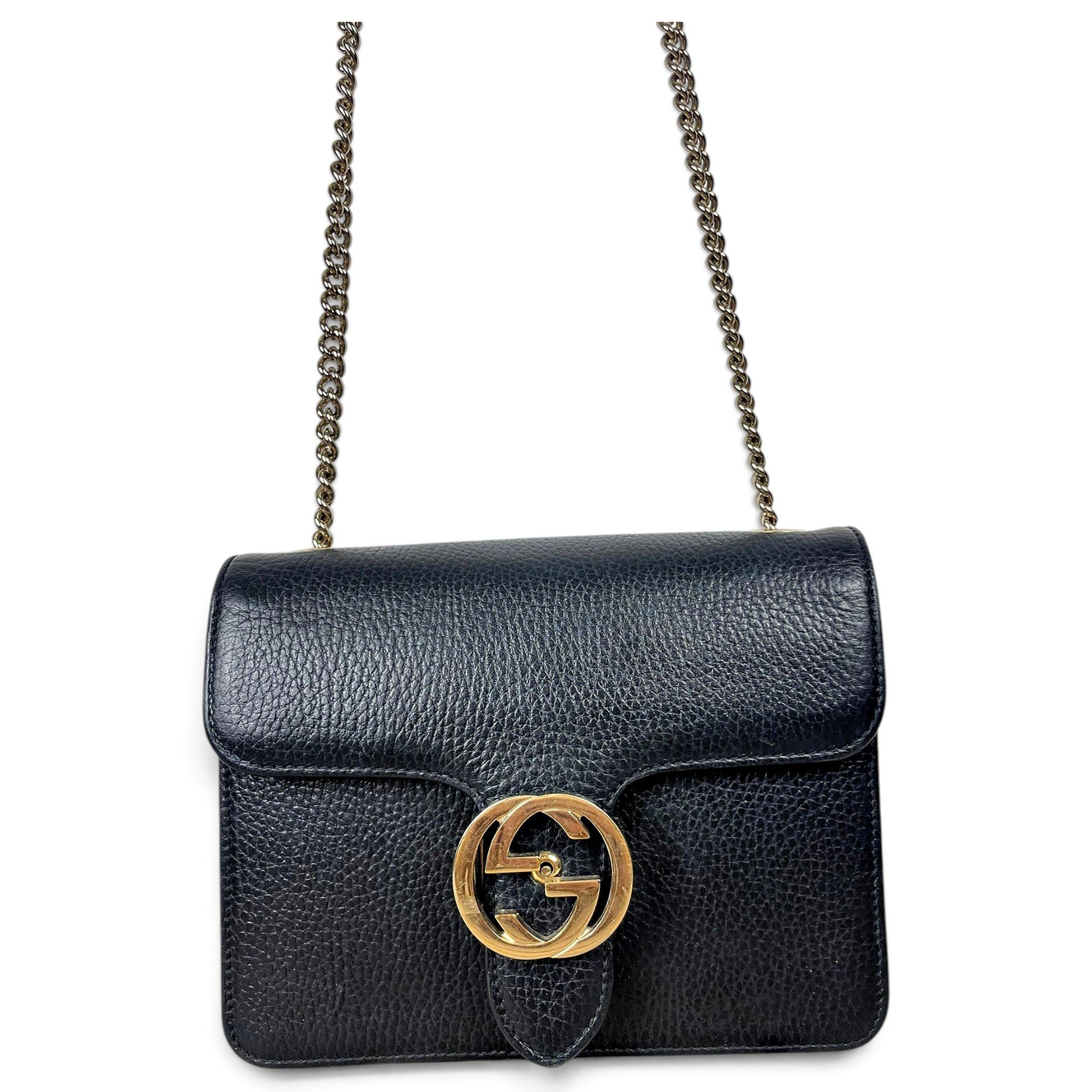 Interlocking leather crossbody bag