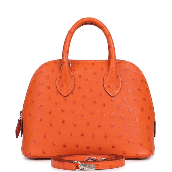 Hermes Hermes 1923 Bolide Mini Tangerine Ostrich Palladium Hardware