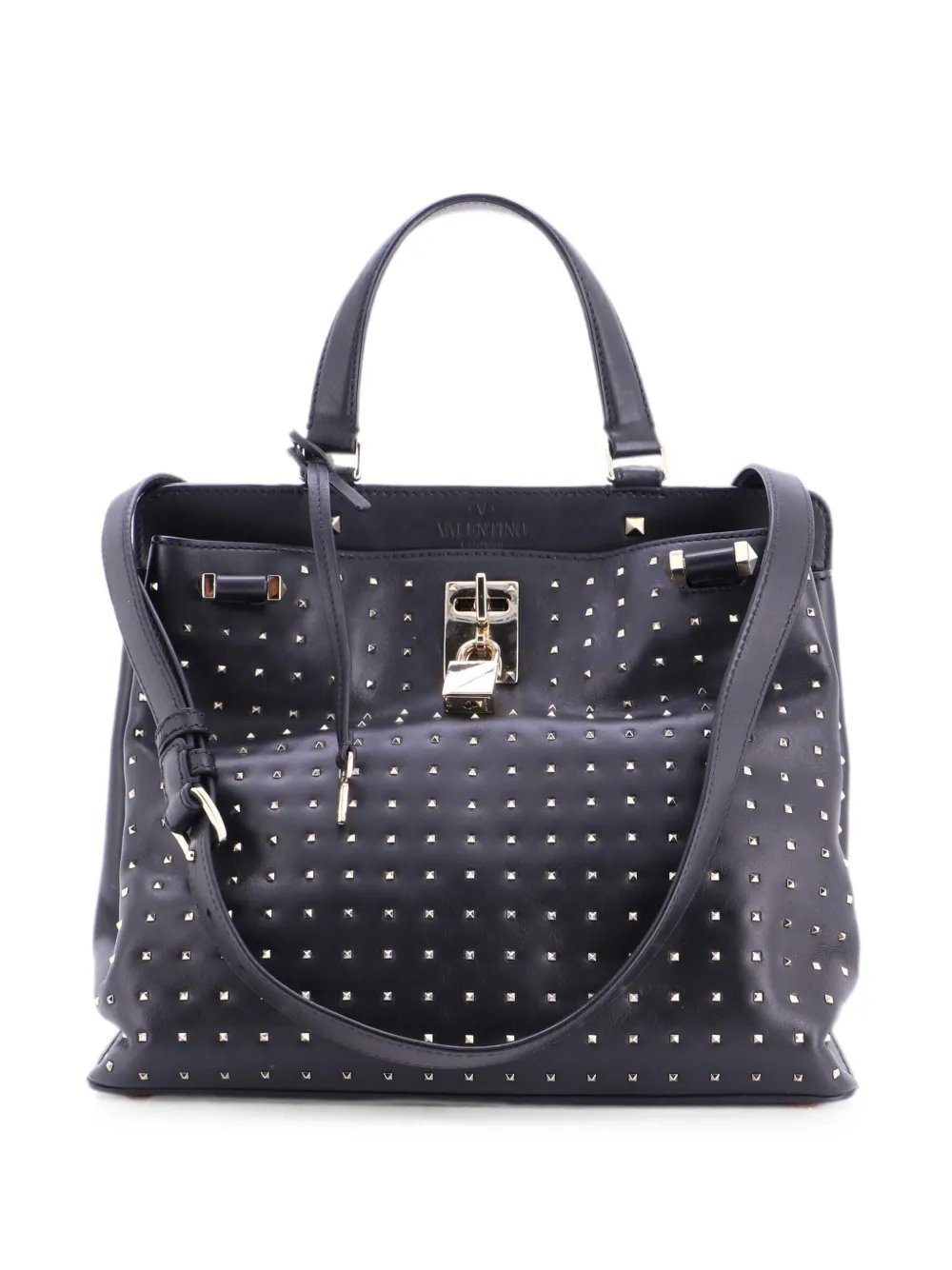 Joy Lock Top Handle Bag Studded Leather Medium satchel