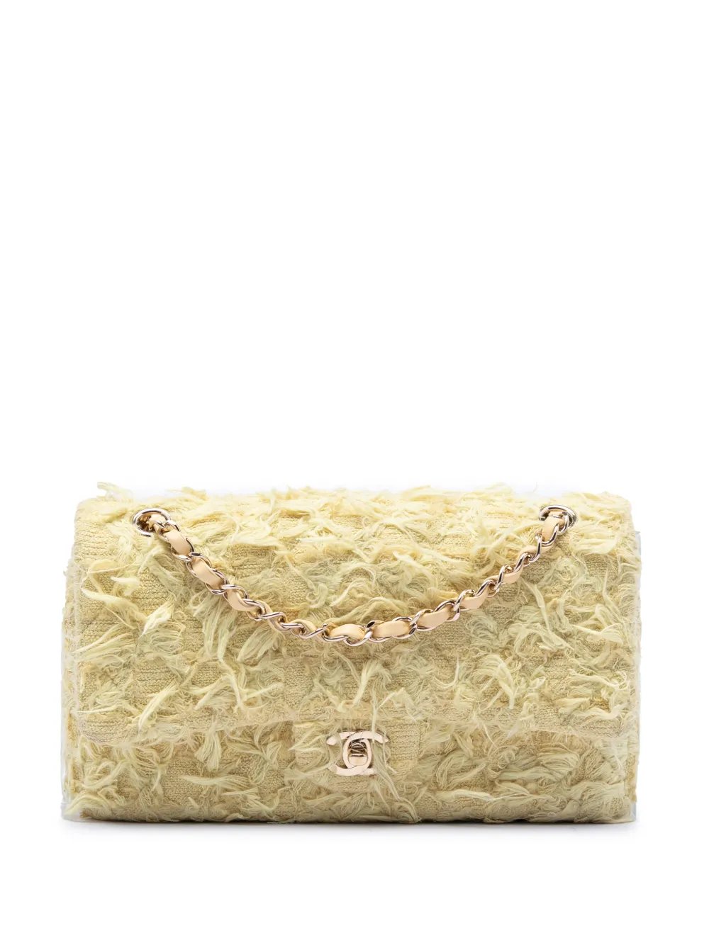 2020 Medium Classic Fringed Tweed Double Flap shoulder bag