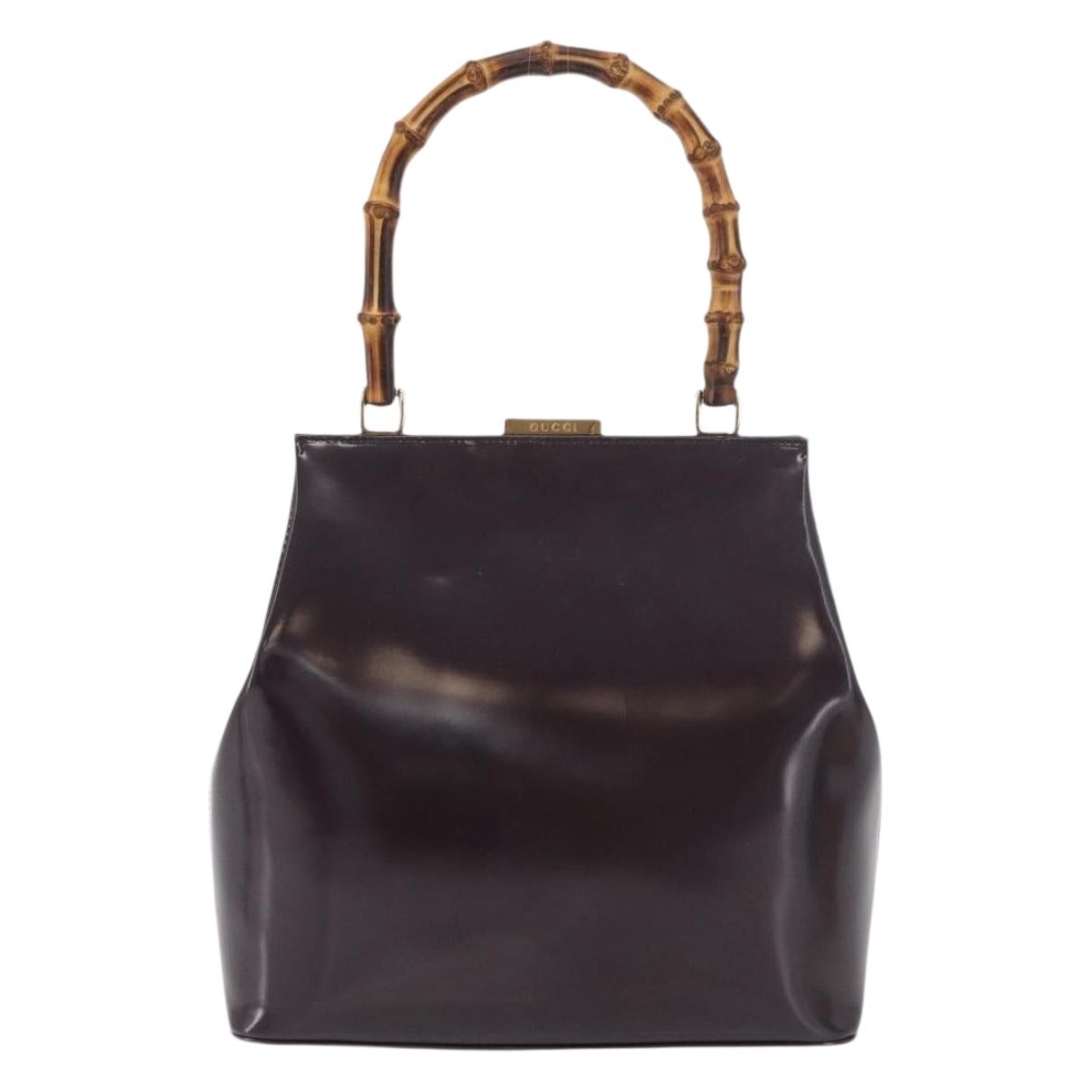 Bamboo patent leather handbag