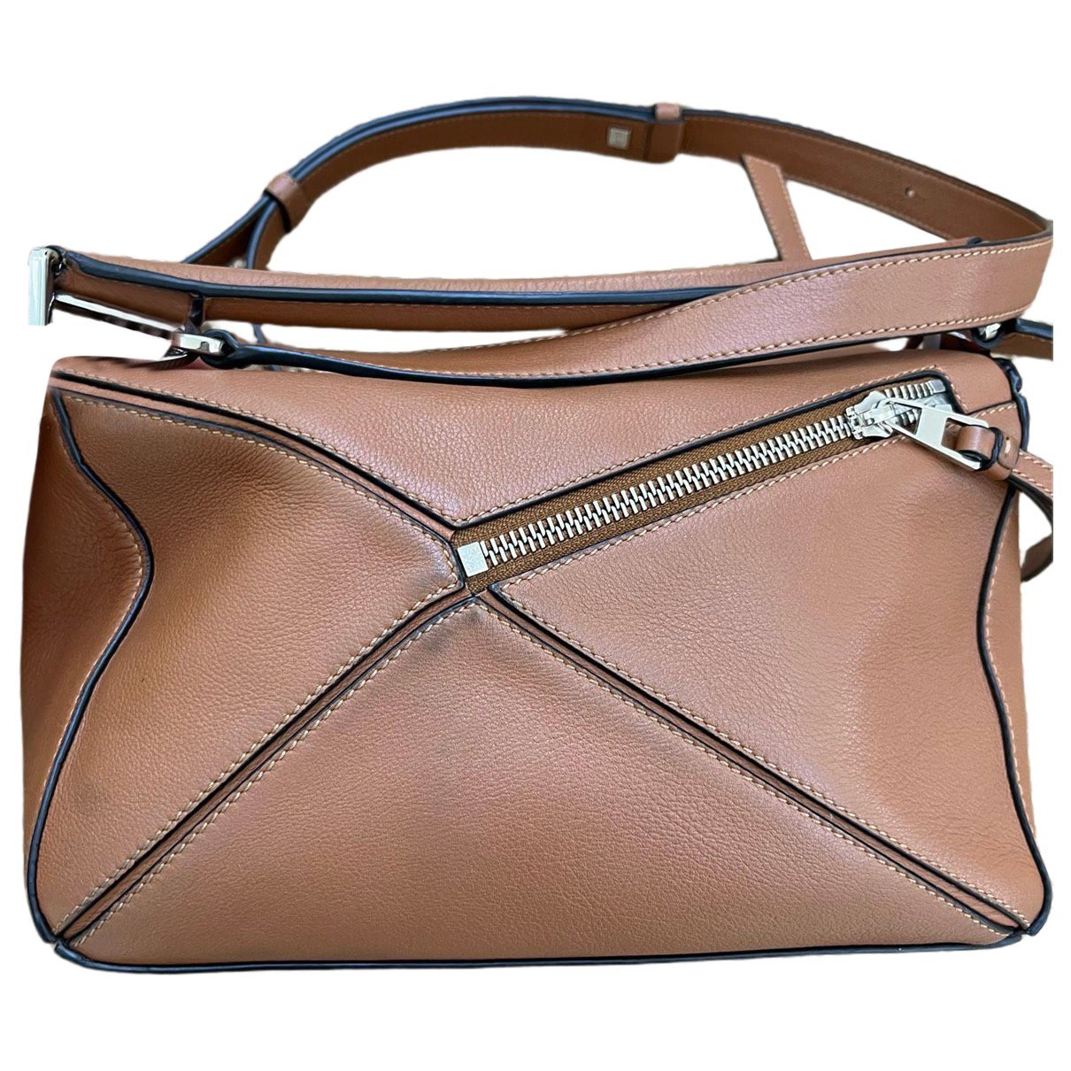 Puzzle leather handbag