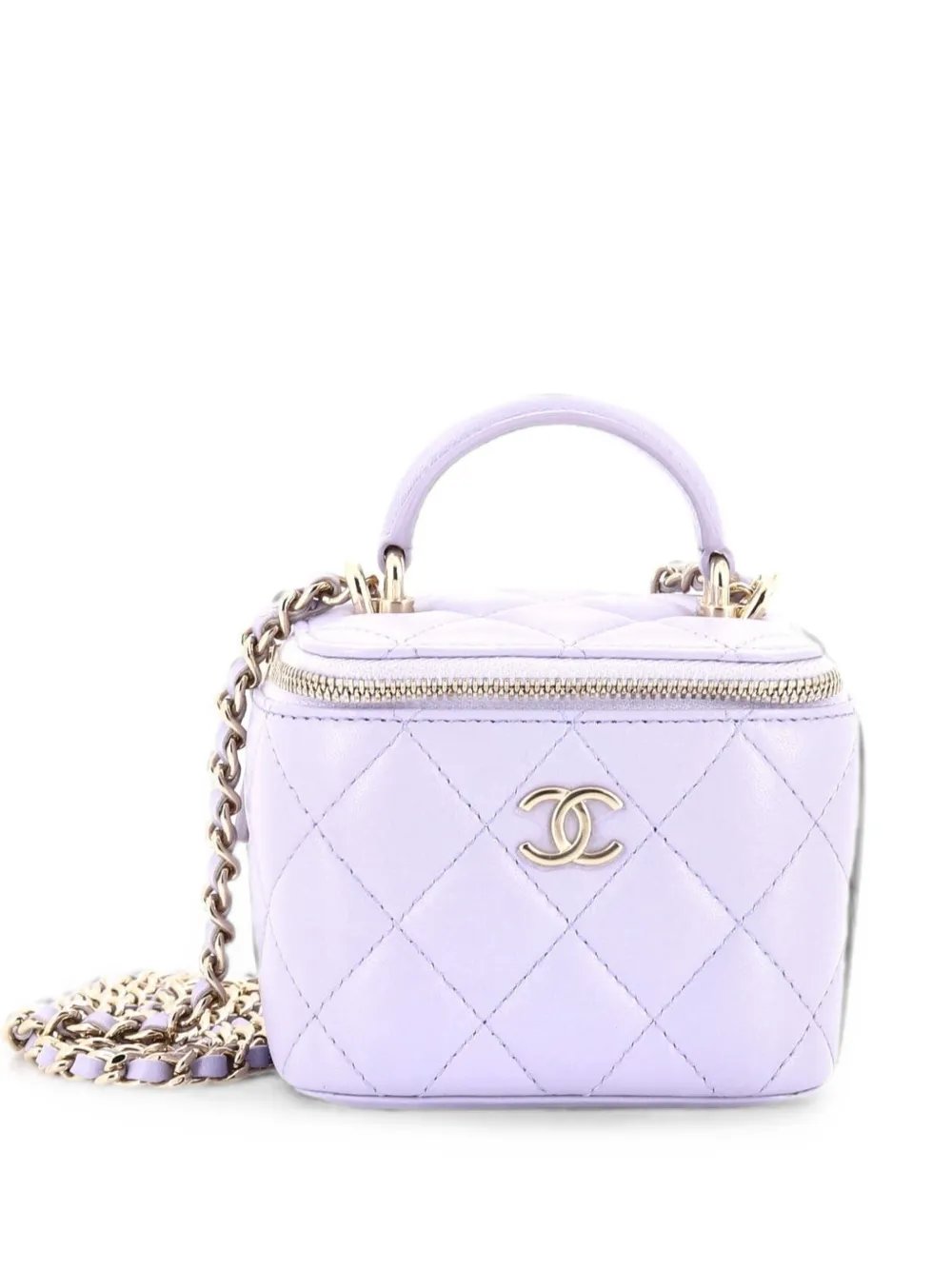 Classic Top Handle Vanity Case with Chain Quilted Lambskin Mini crossbody bag