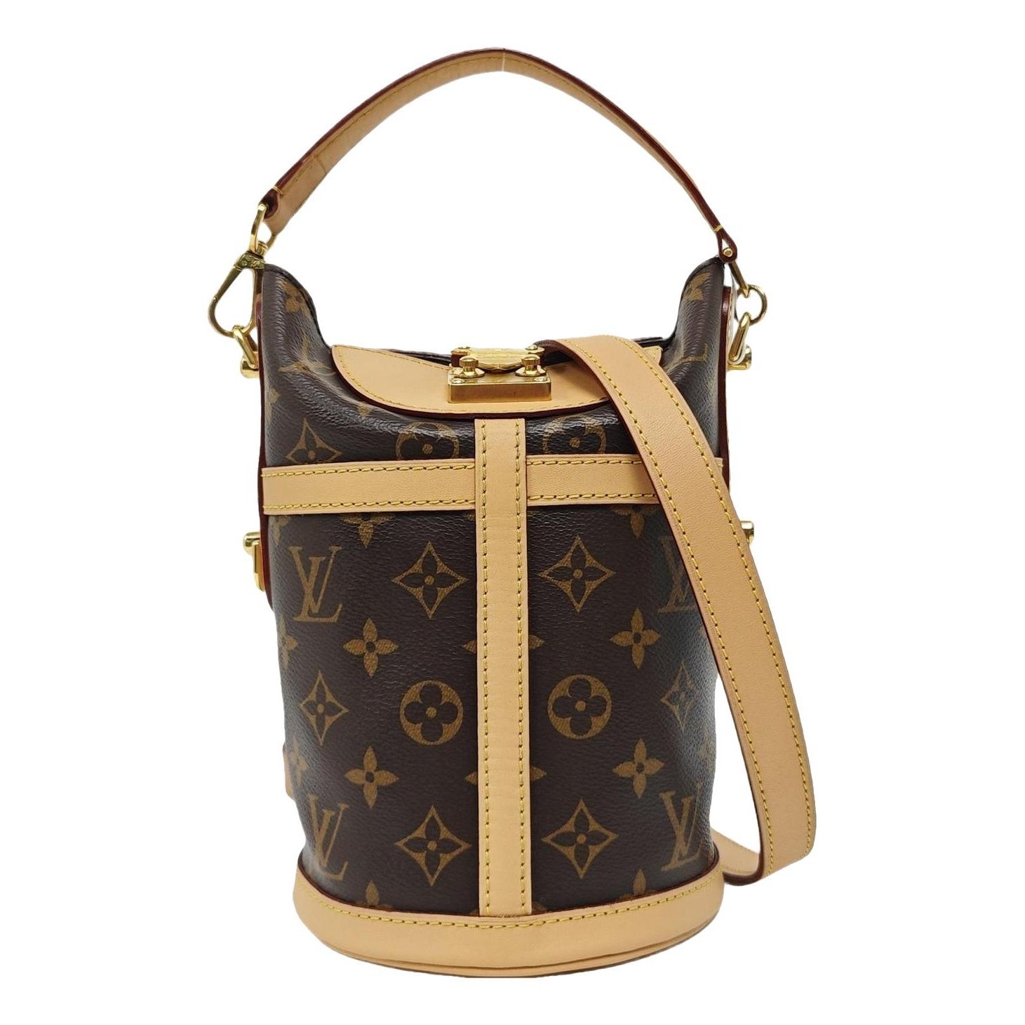 Duffle leather handbag