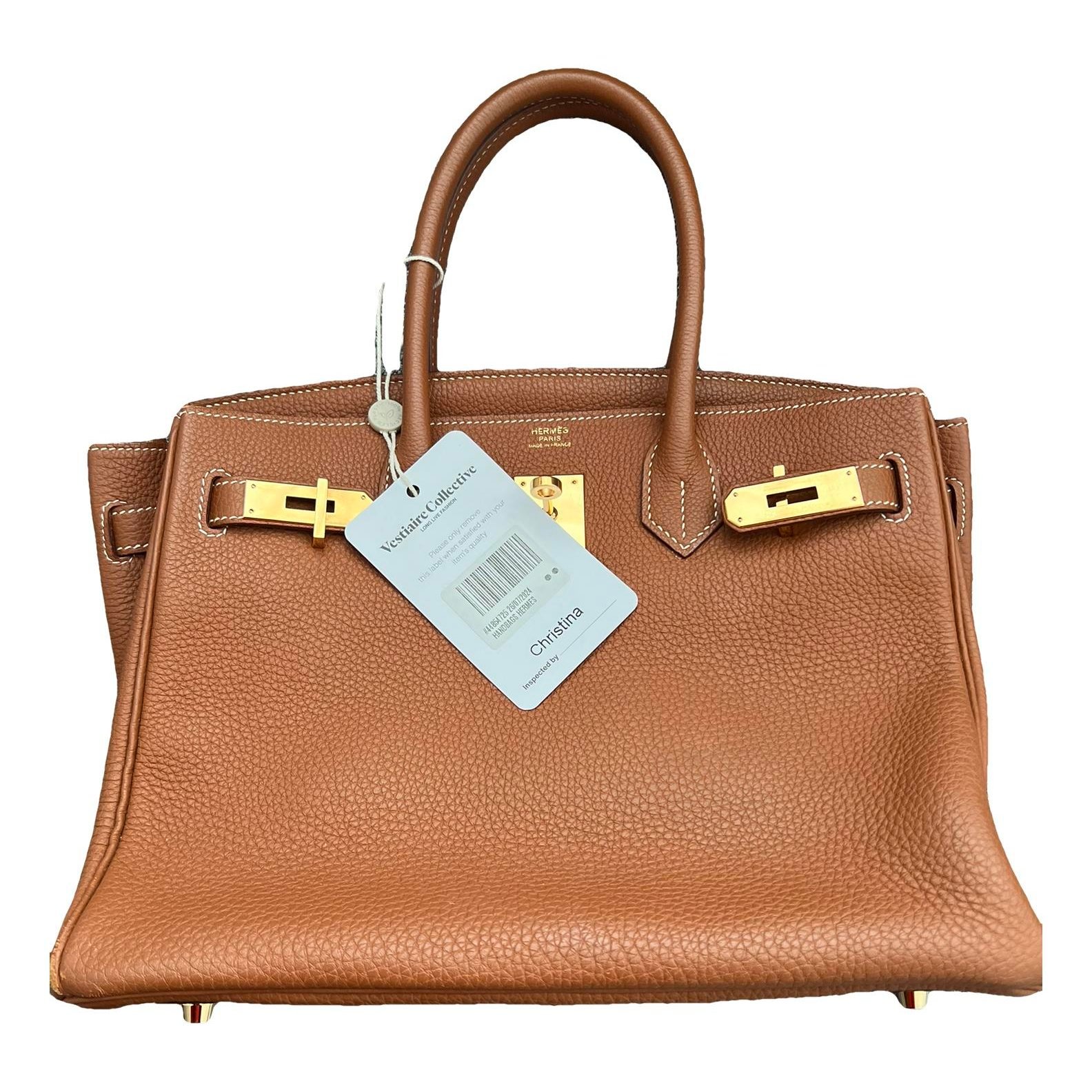 Hermes Birkin 30 Handbag Gold Togo Leather