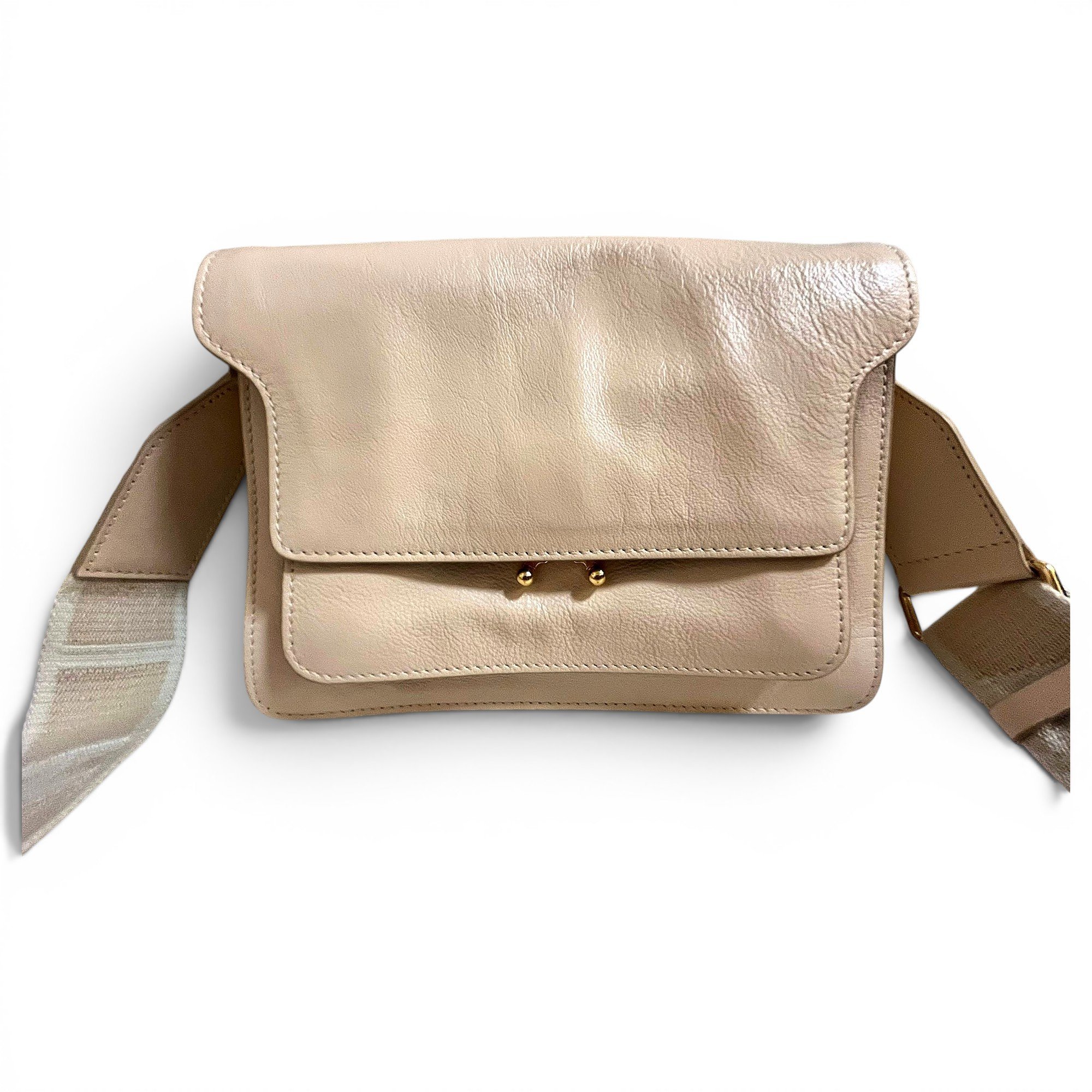 Trunk leather crossbody bag