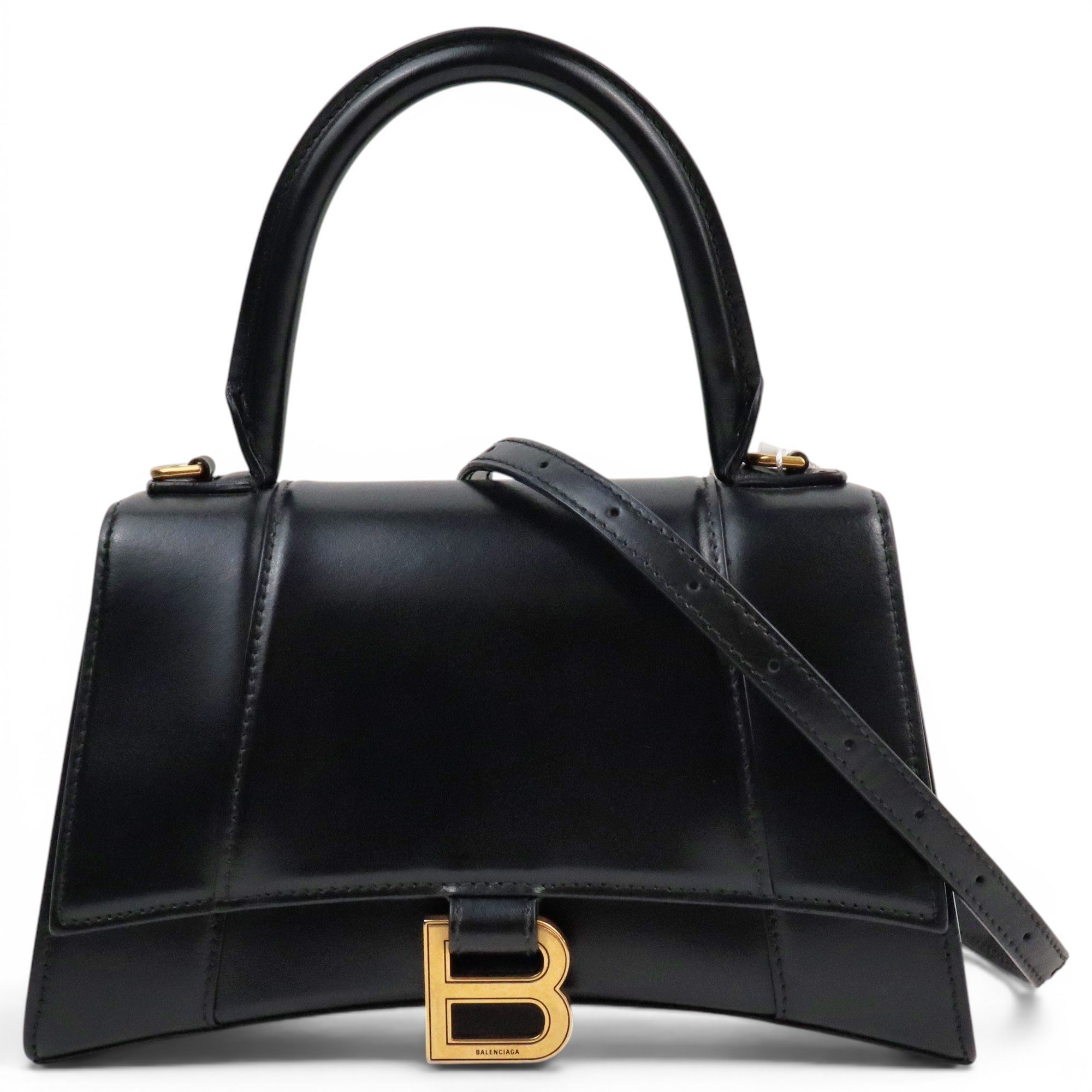 Hourglass leather handbag