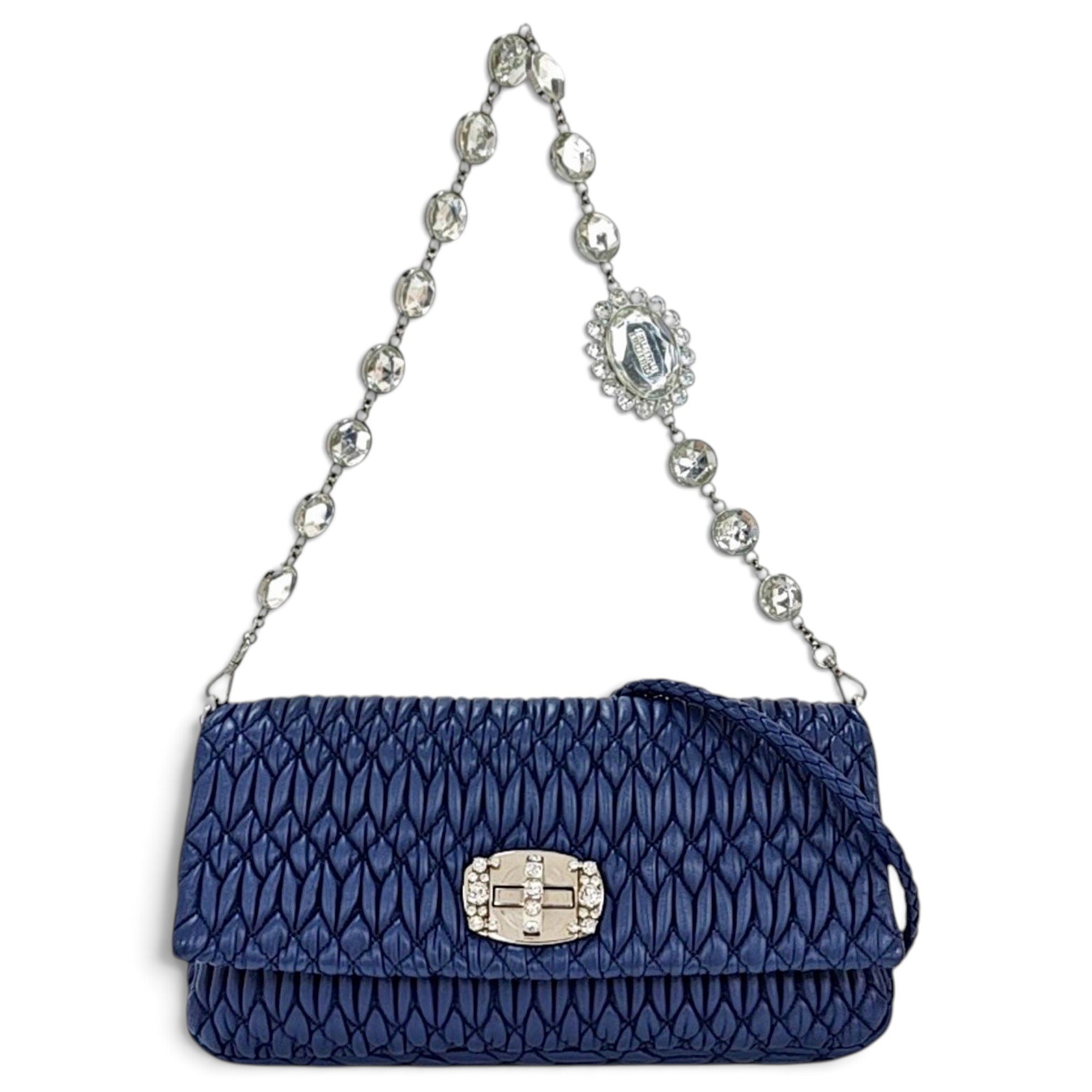 Miu Crystal leather handbag