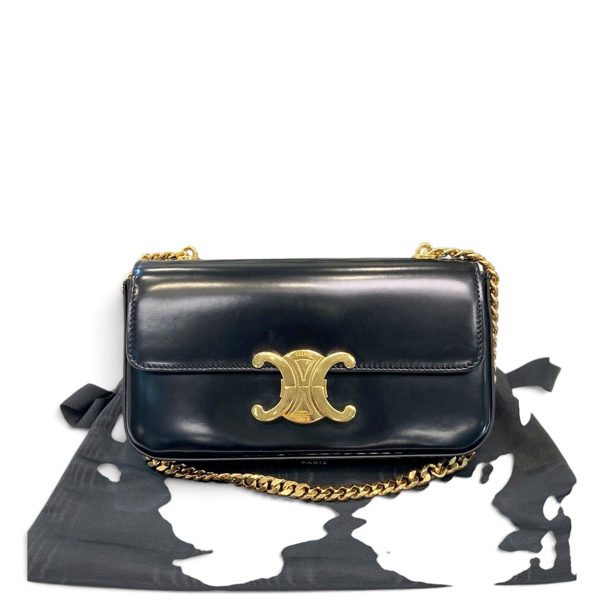 Triomphe chain leather handbag