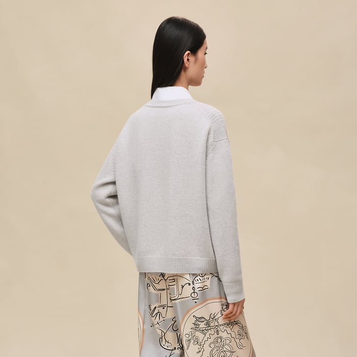 Gris Pervenche Cashmere Long-sleeve Sweater