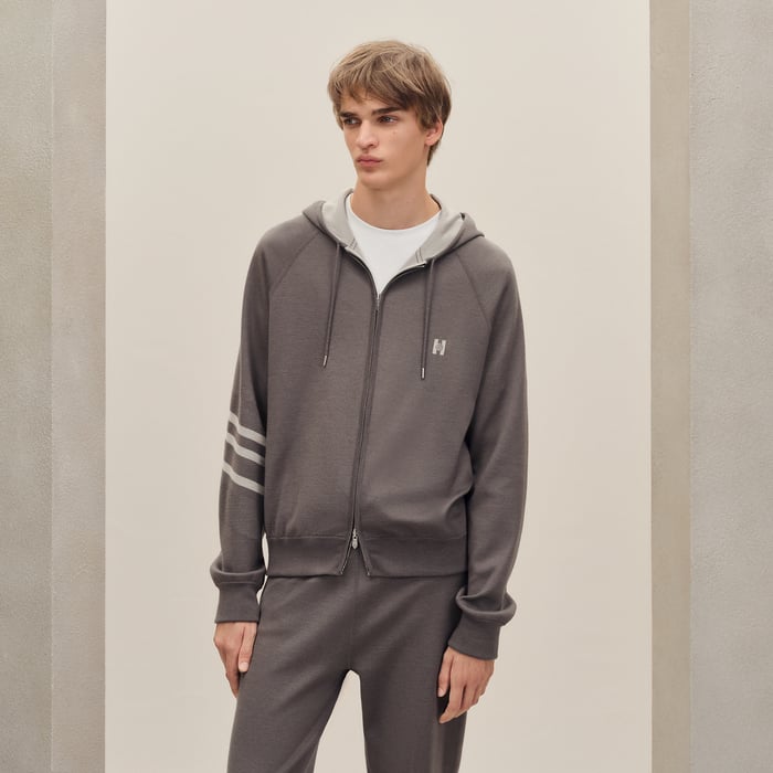 Gris Éléphant "H Golf" Reversible Hooded Jacket