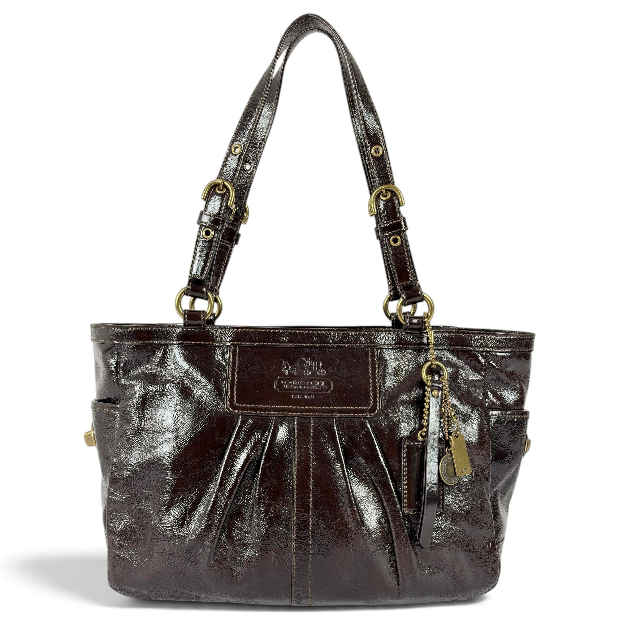 Signature Sufflette patent leather tote