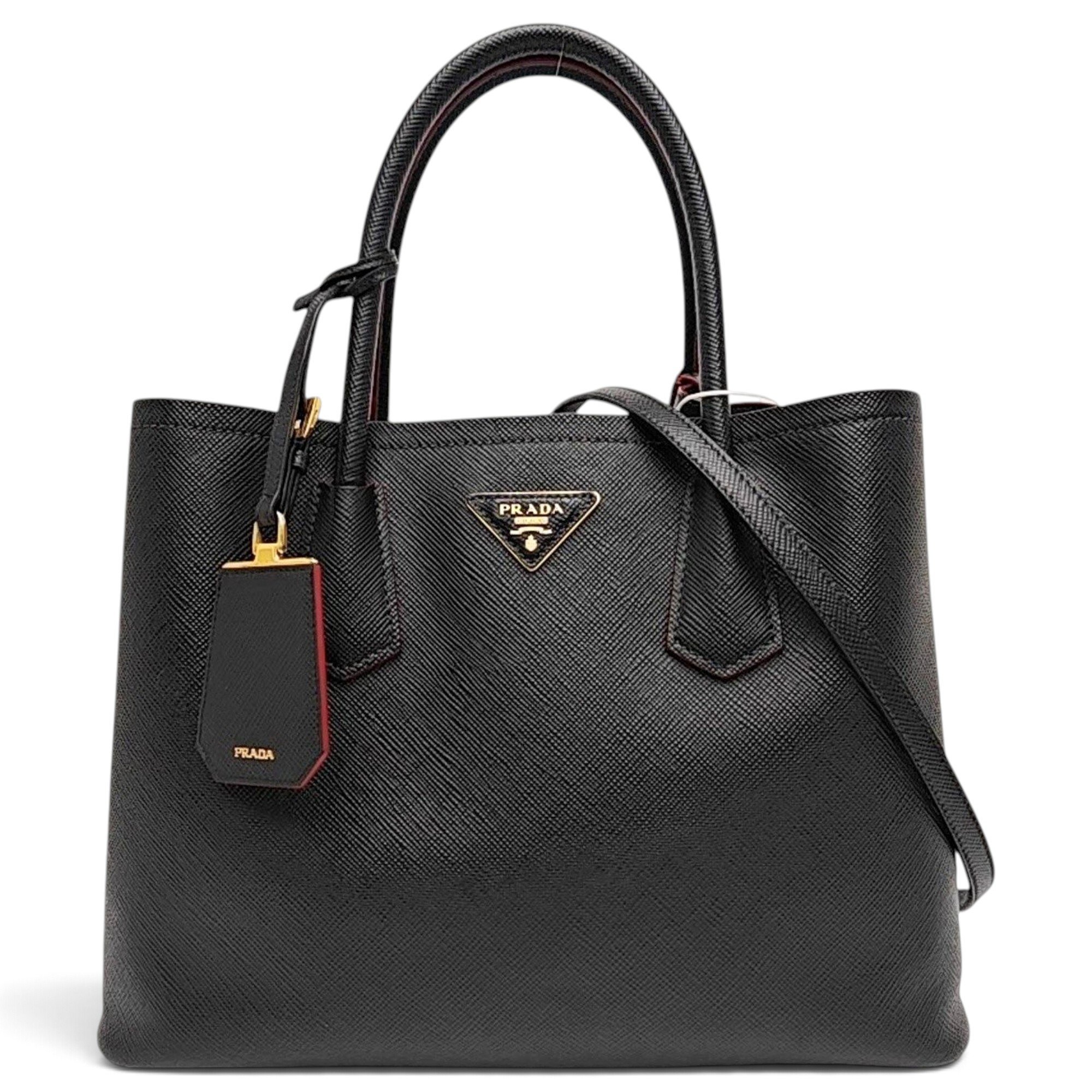 Double leather handbag