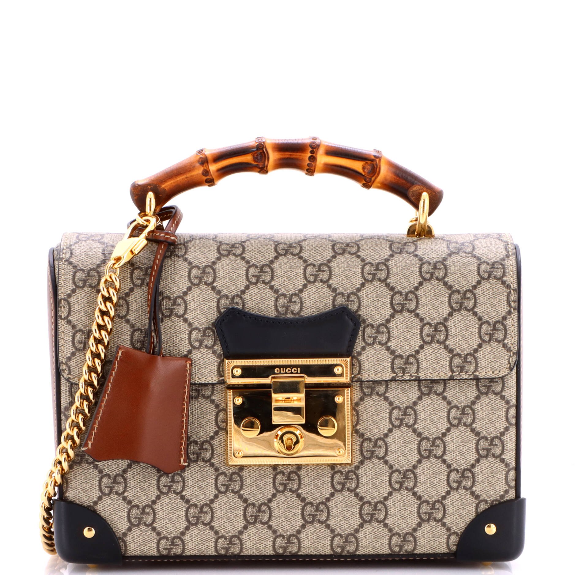 Padlock Bamboo Shoulder Bag GG Coated Canvas Small