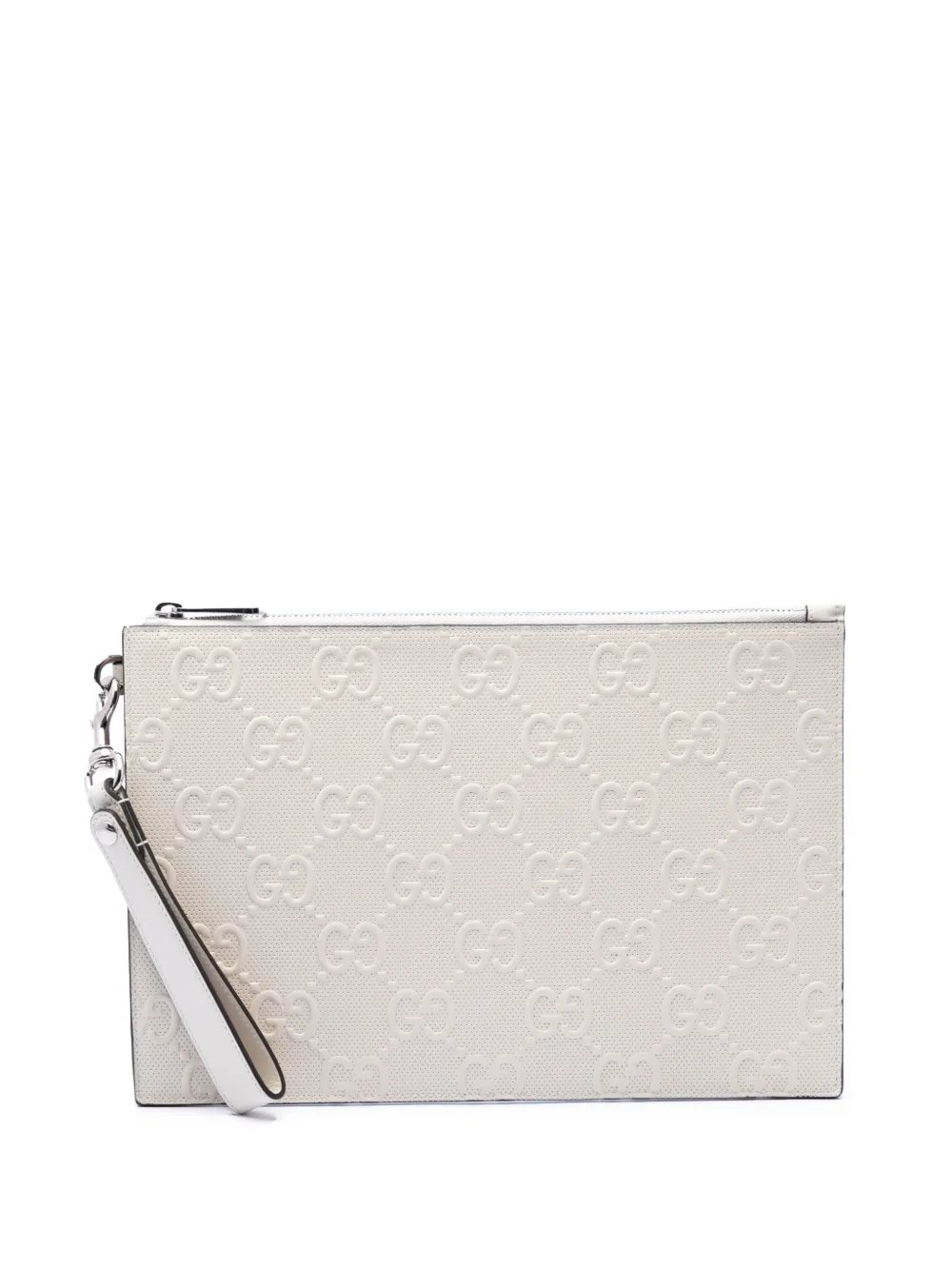 2016-2026 GG Embossed Perforated Calfskin Wristlet clutch bag