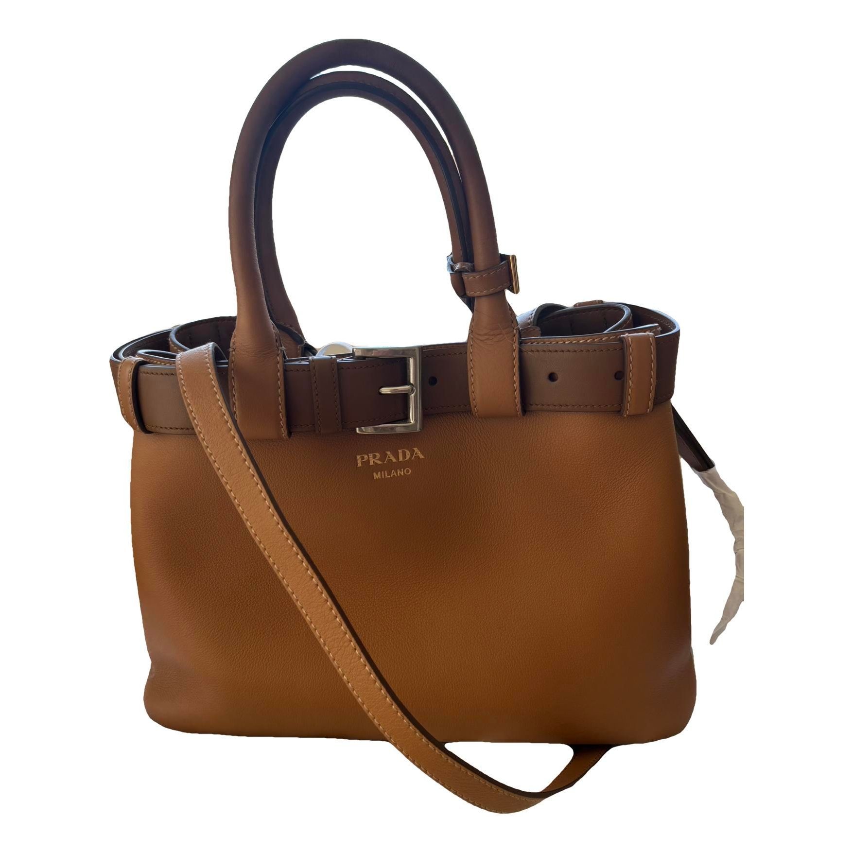 Buckle leather handbag