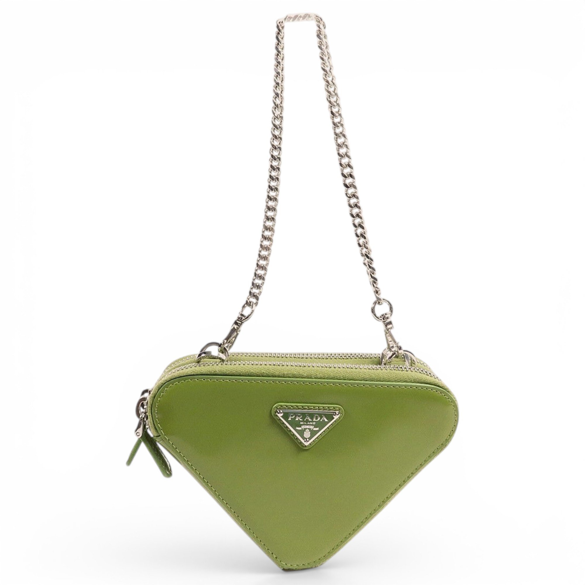 Triangle leather clutch bag