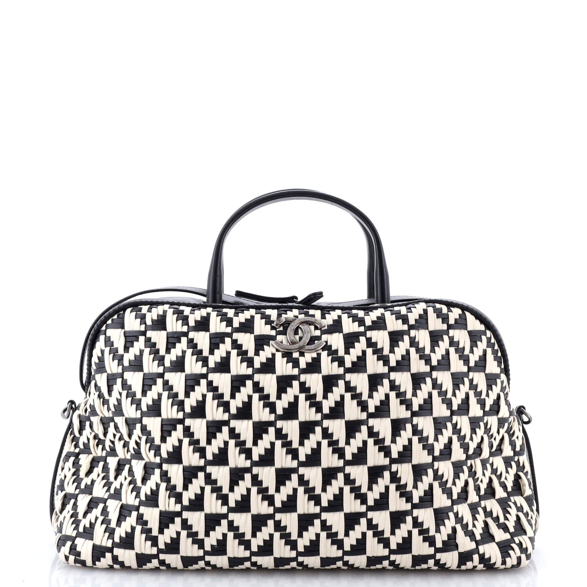 Chanel Convertible Chain Bowler Bag Woven Calfskin Large