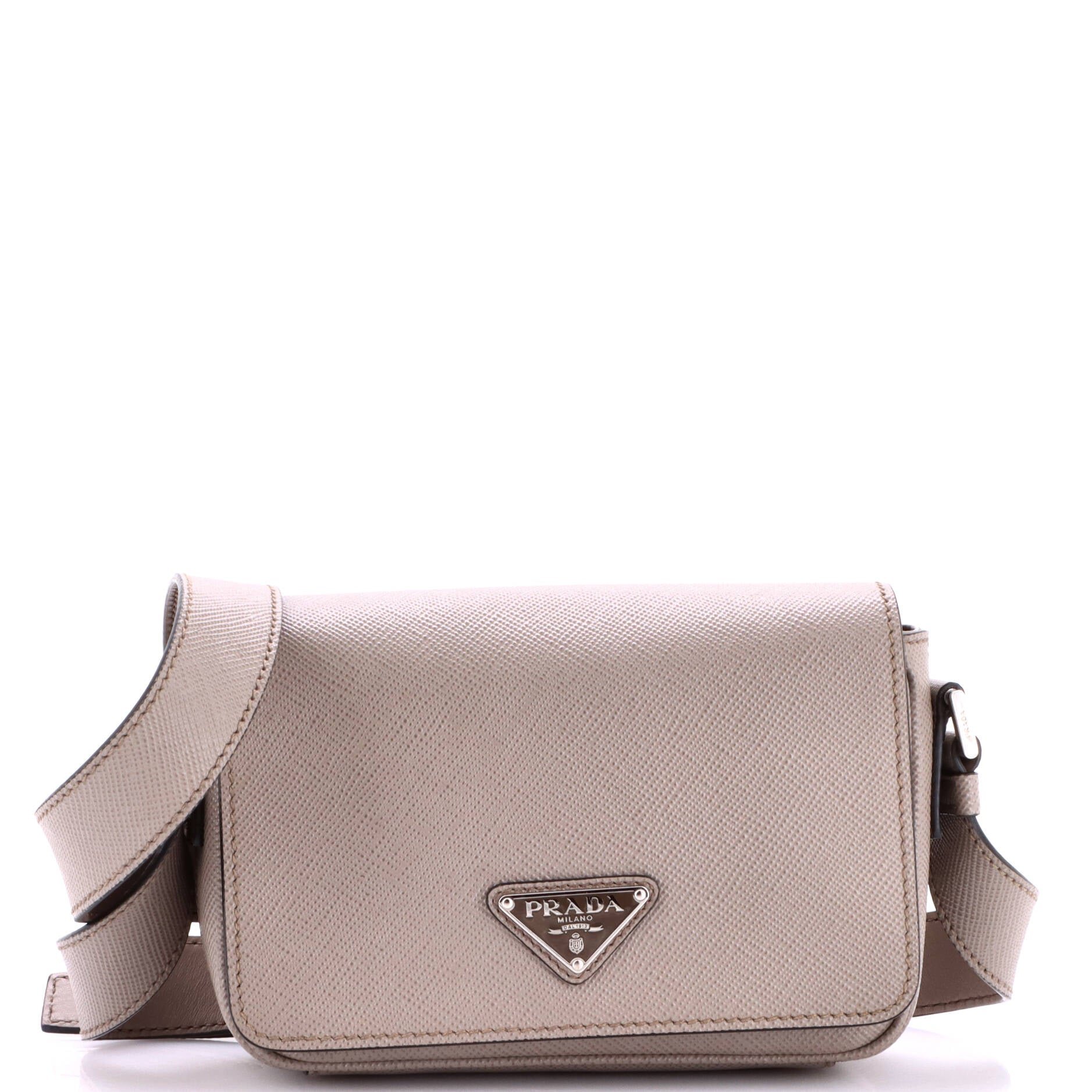 Full Flap Shoulder Bag Saffiano Leather Small