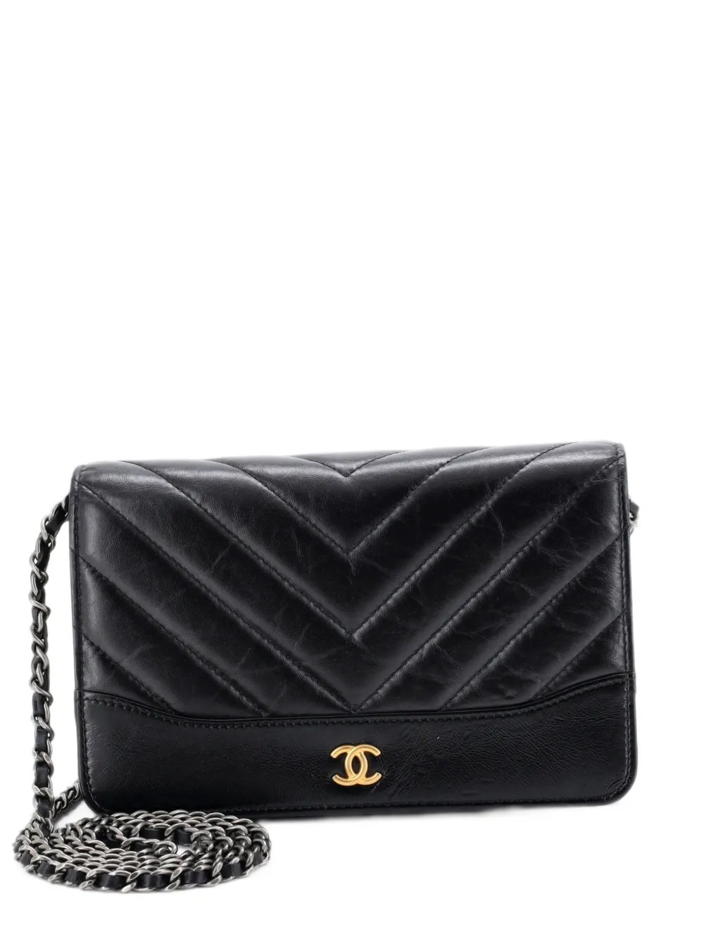 Gabrielle Wallet on Chain Chevron Aged Calfskin crossbody bag