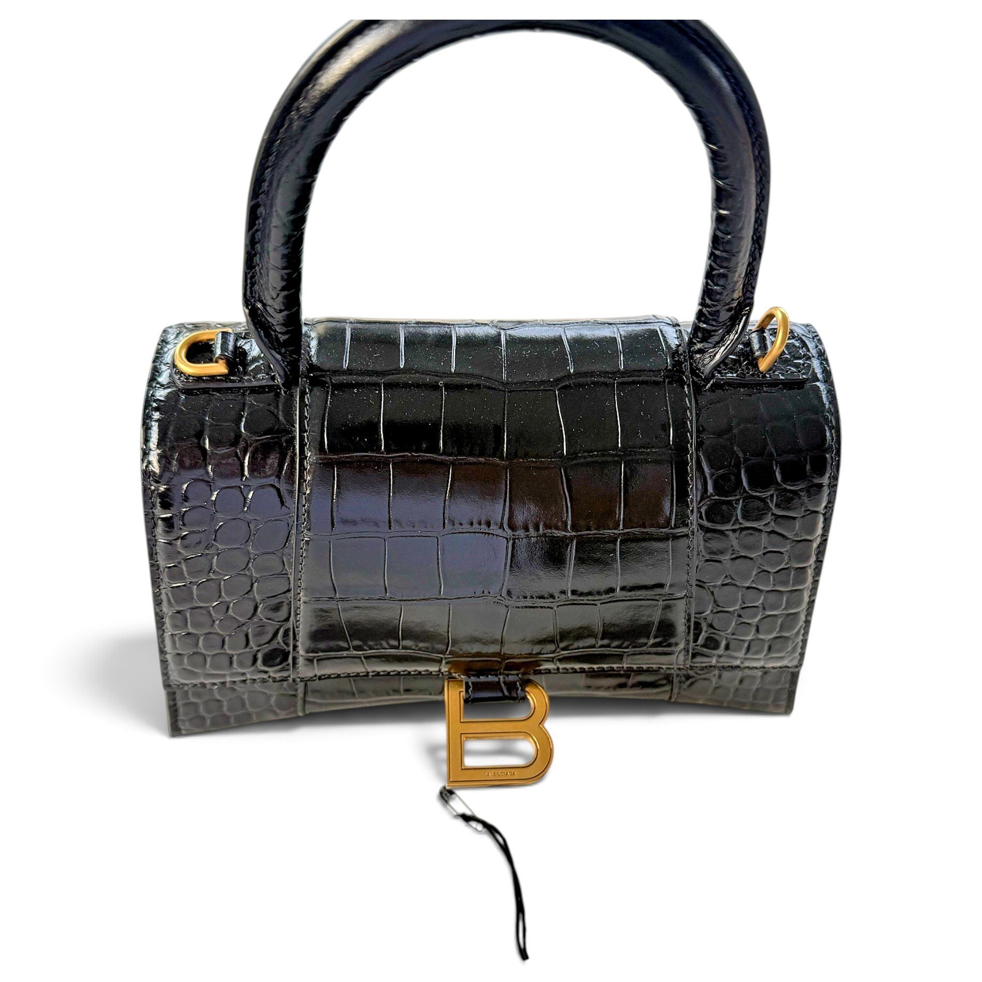 Hourglass leather handbag