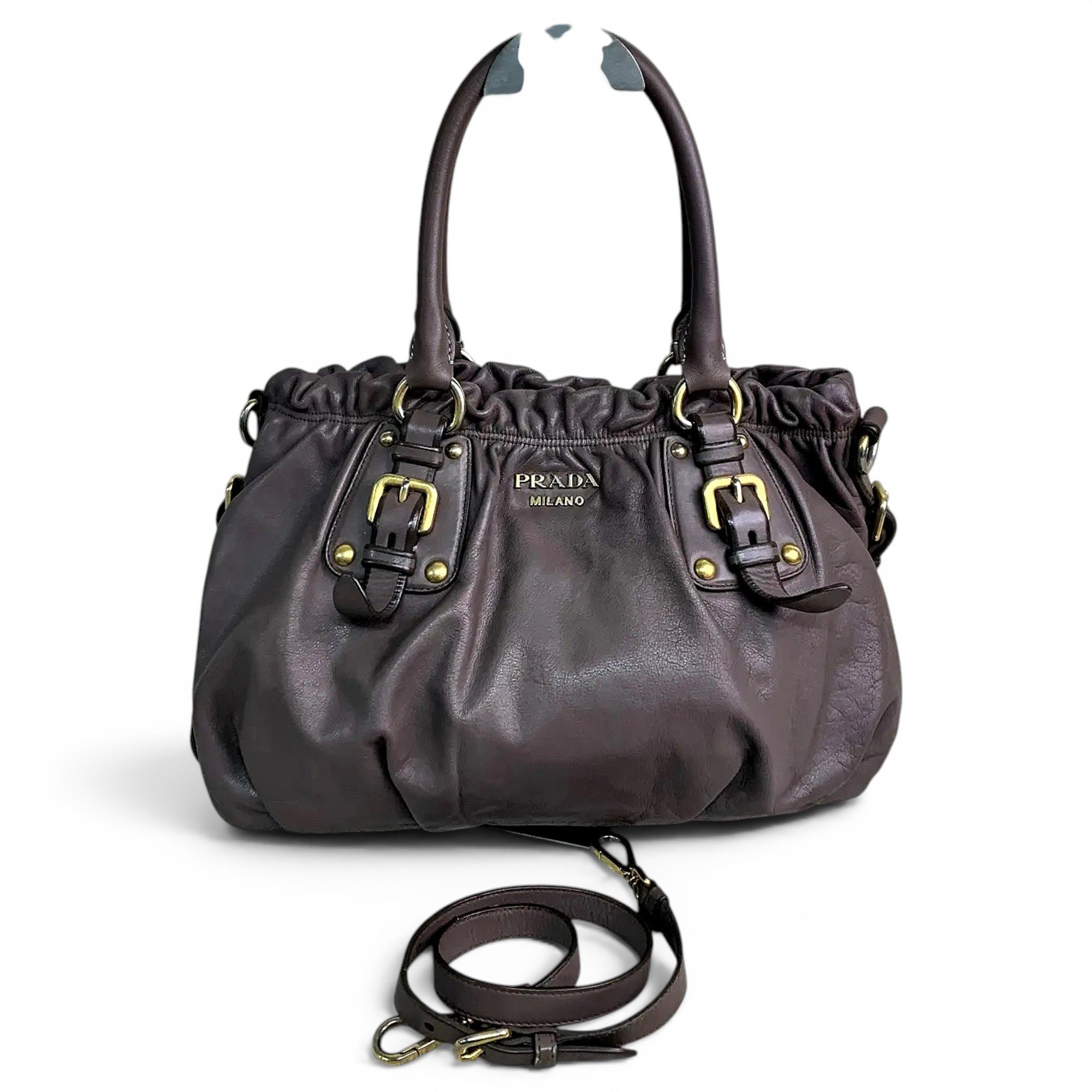 Double leather crossbody bag