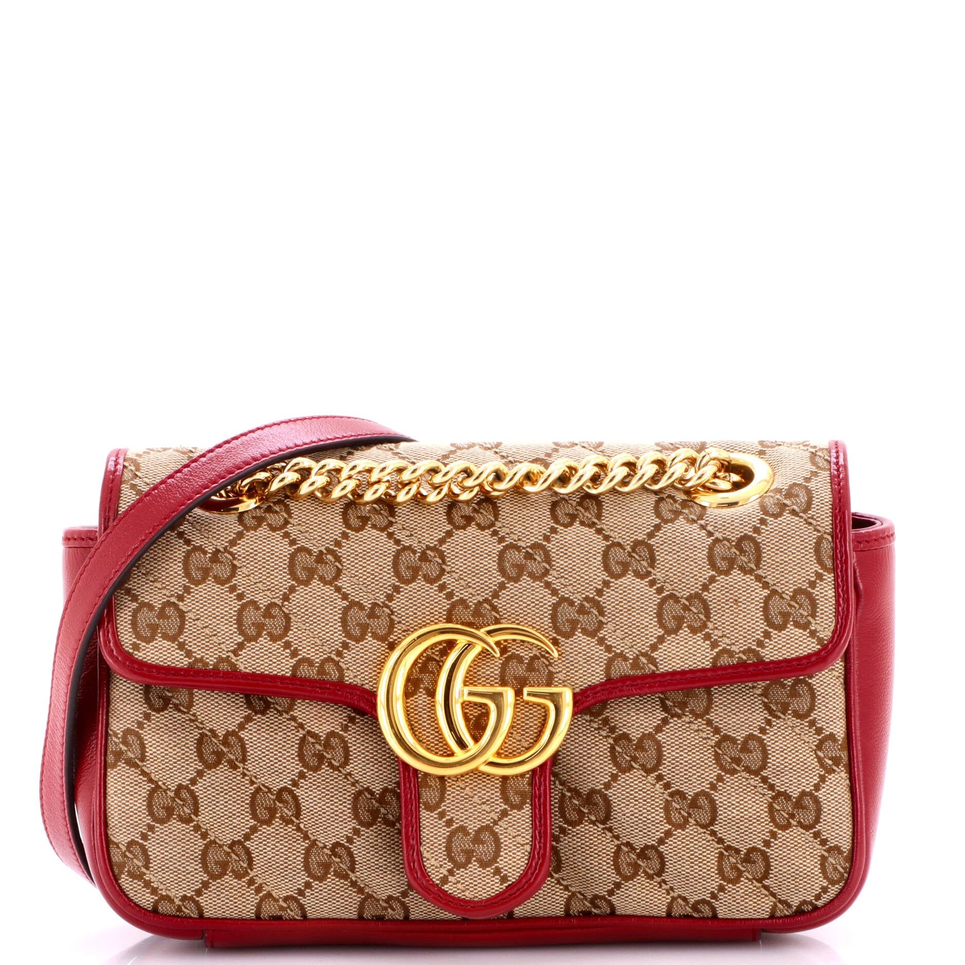 GG Marmont Flap Bag Diagonal Quilted GG Canvas with Leather Mini