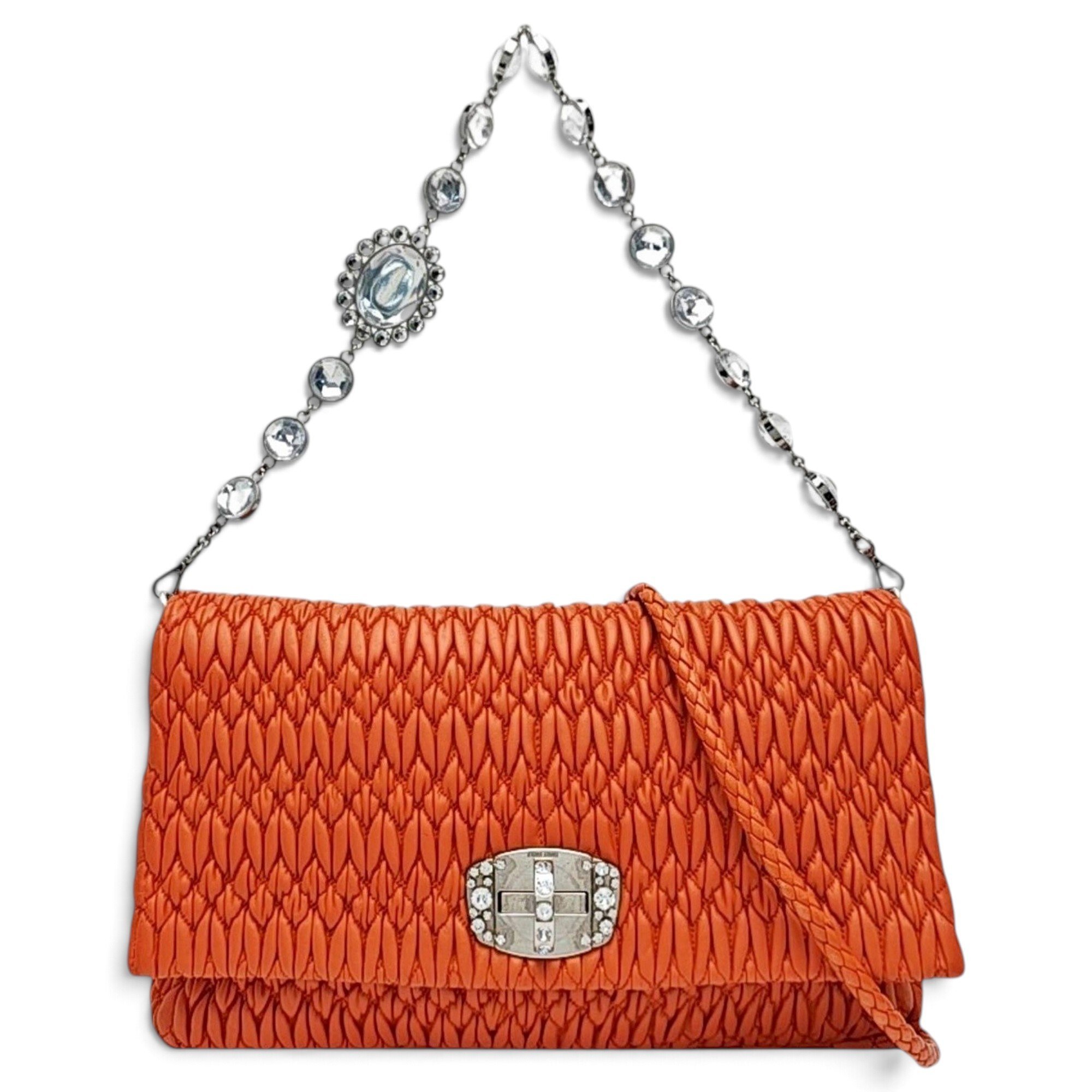 Miu Crystal leather handbag