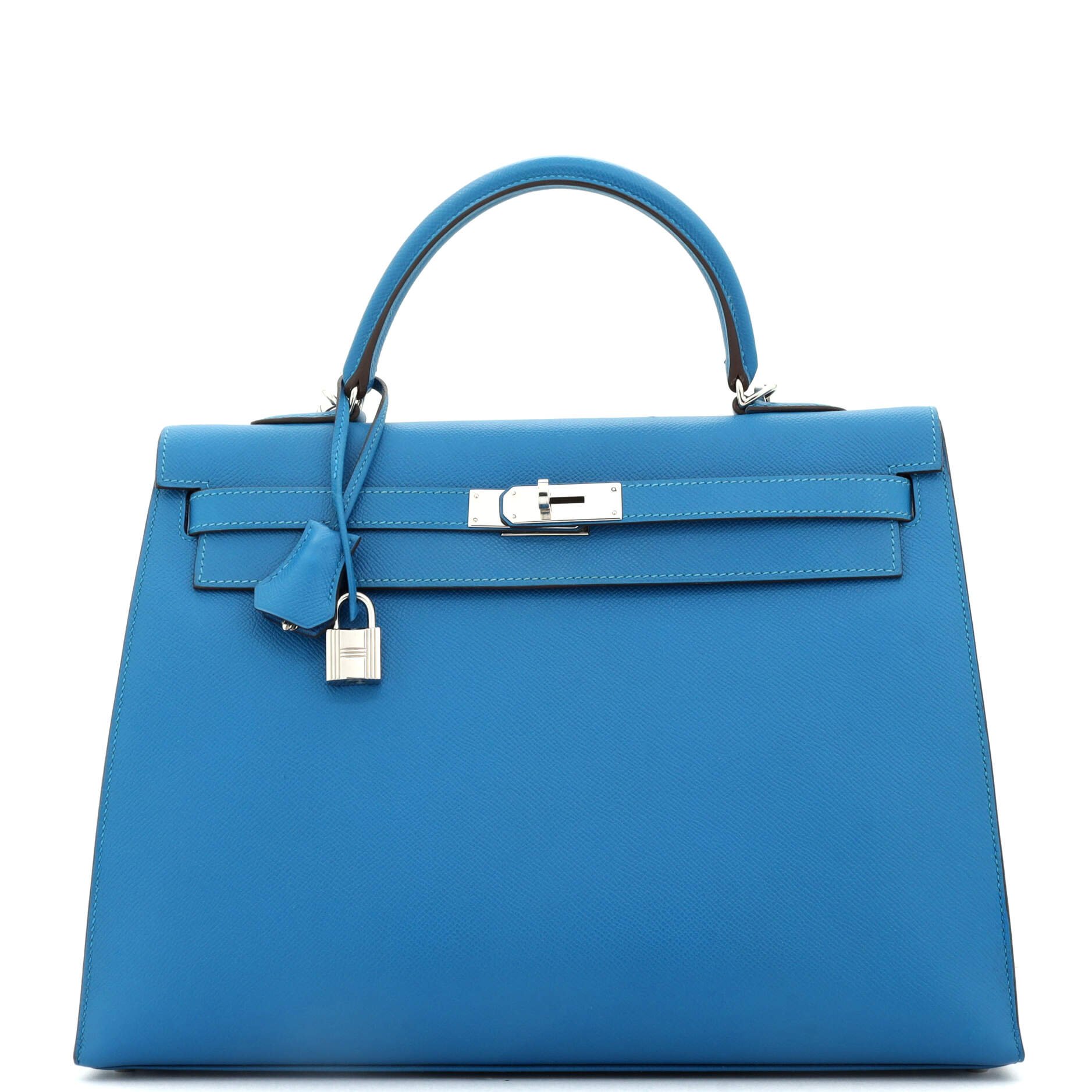 Hermes Kelly Handbag Mykonos Epsom with Palladium Hardware 35