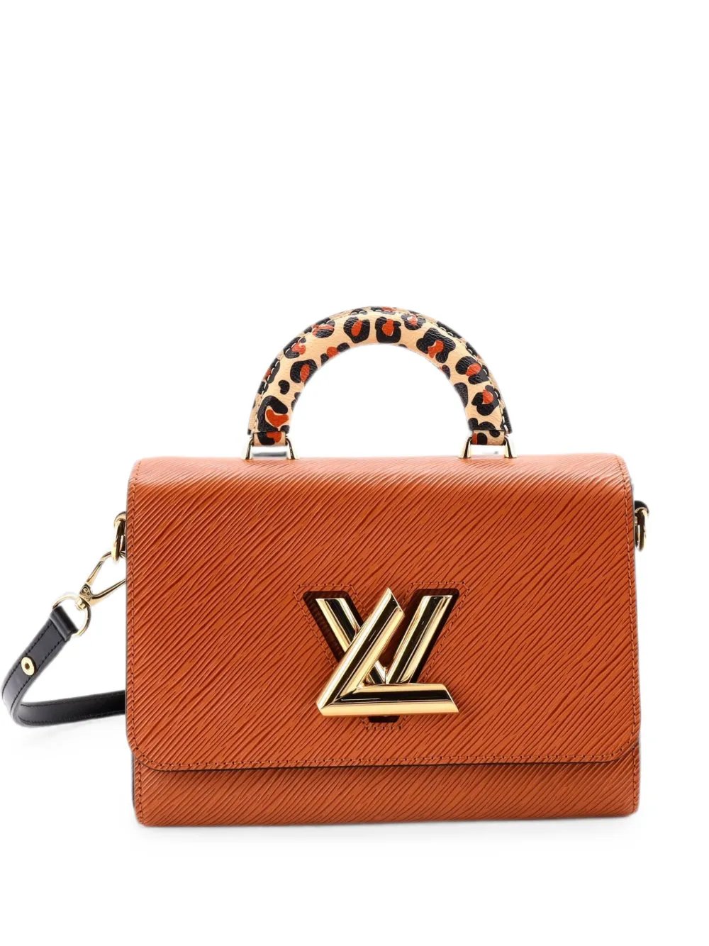 Twist Top Handle Bag Epi Leather with Wild at Heart Leopard Print Coated Canvas MM satchel