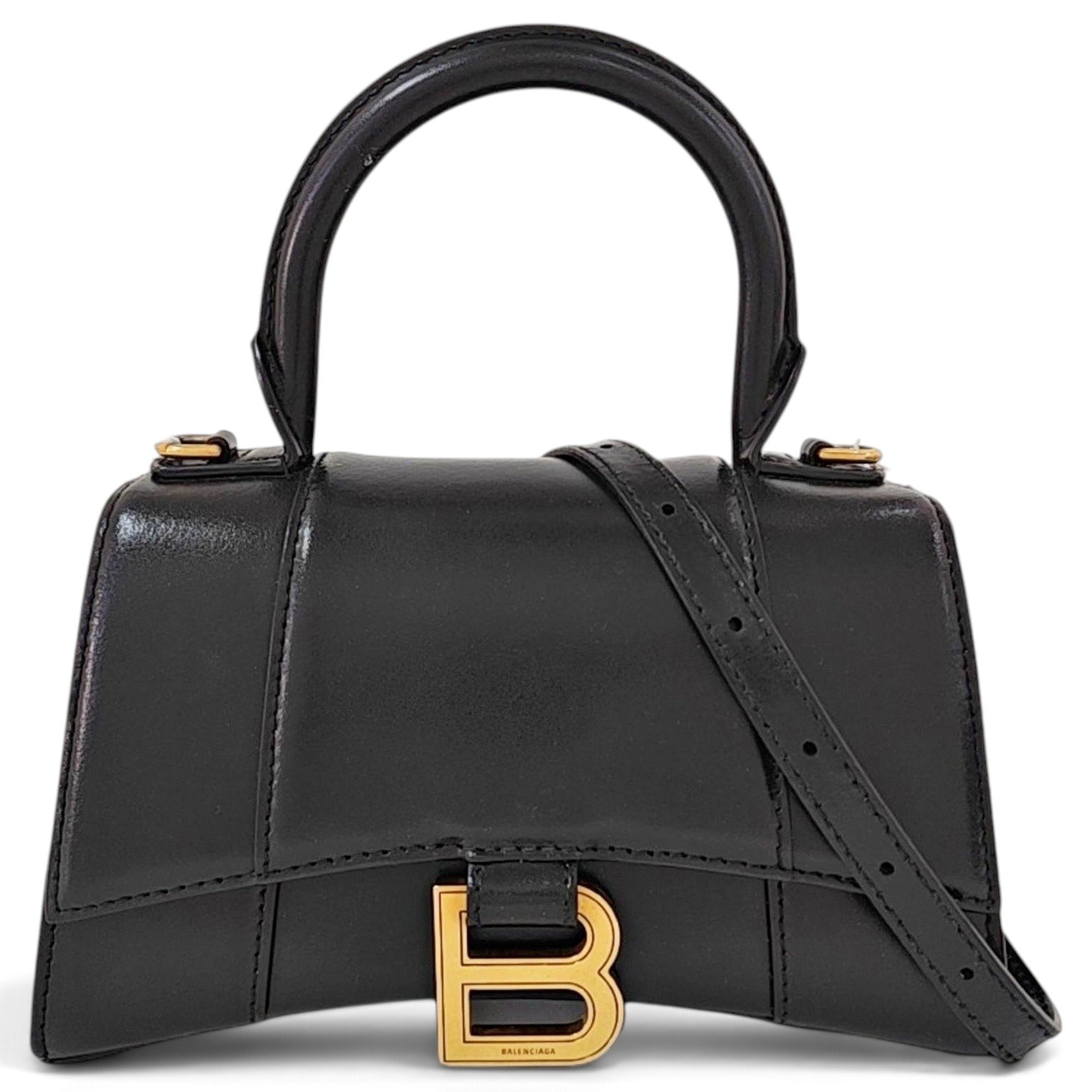 Hourglass leather handbag