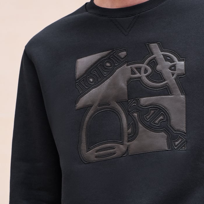 Marine "Metallerie Au Carre" Crewneck Sweater With Leather Detail