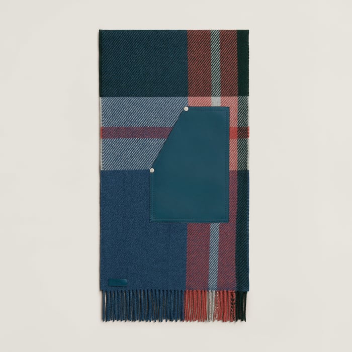 Tartan Poches Cuir Appliquees Scarf