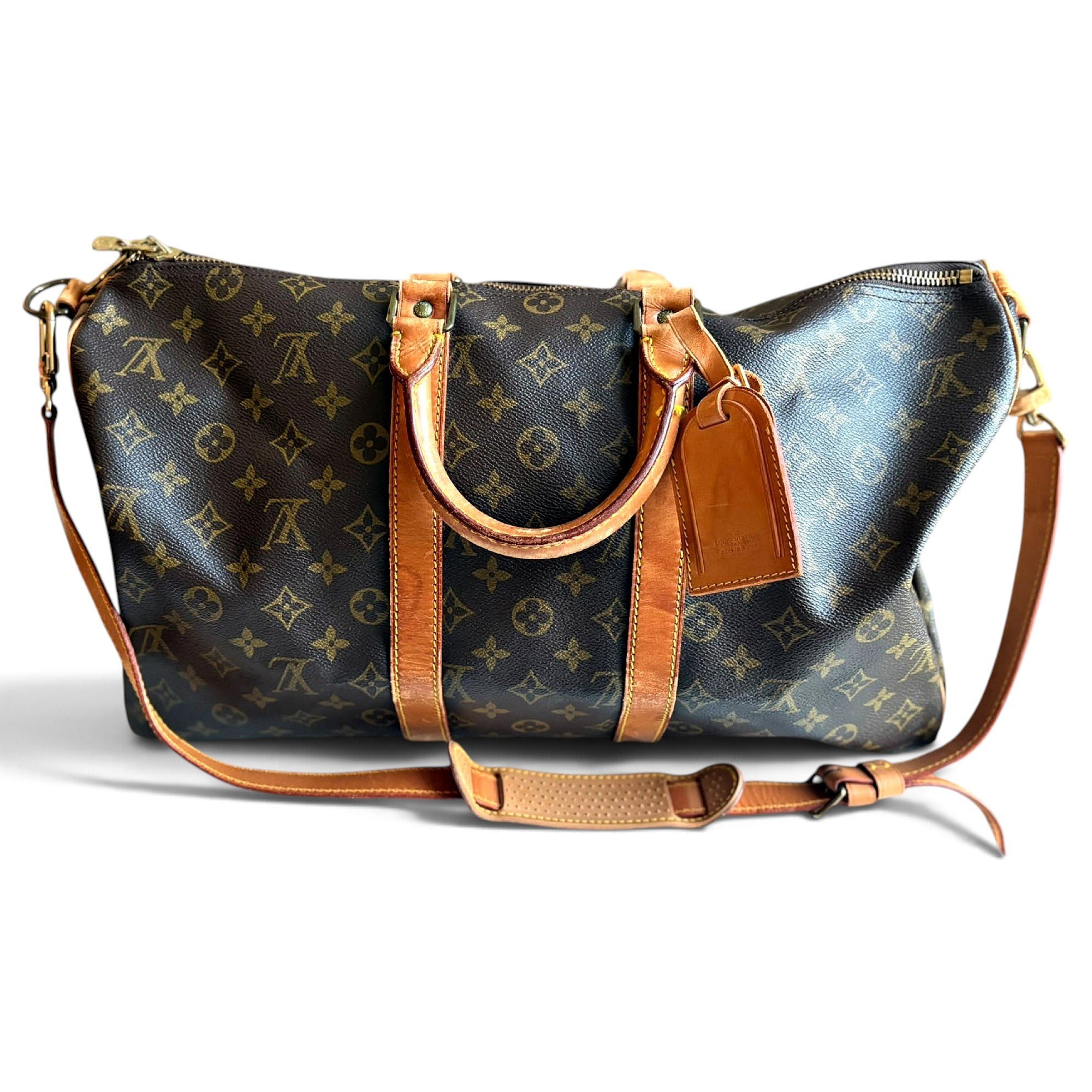 Louis Vuitton Keepall leather travel bag