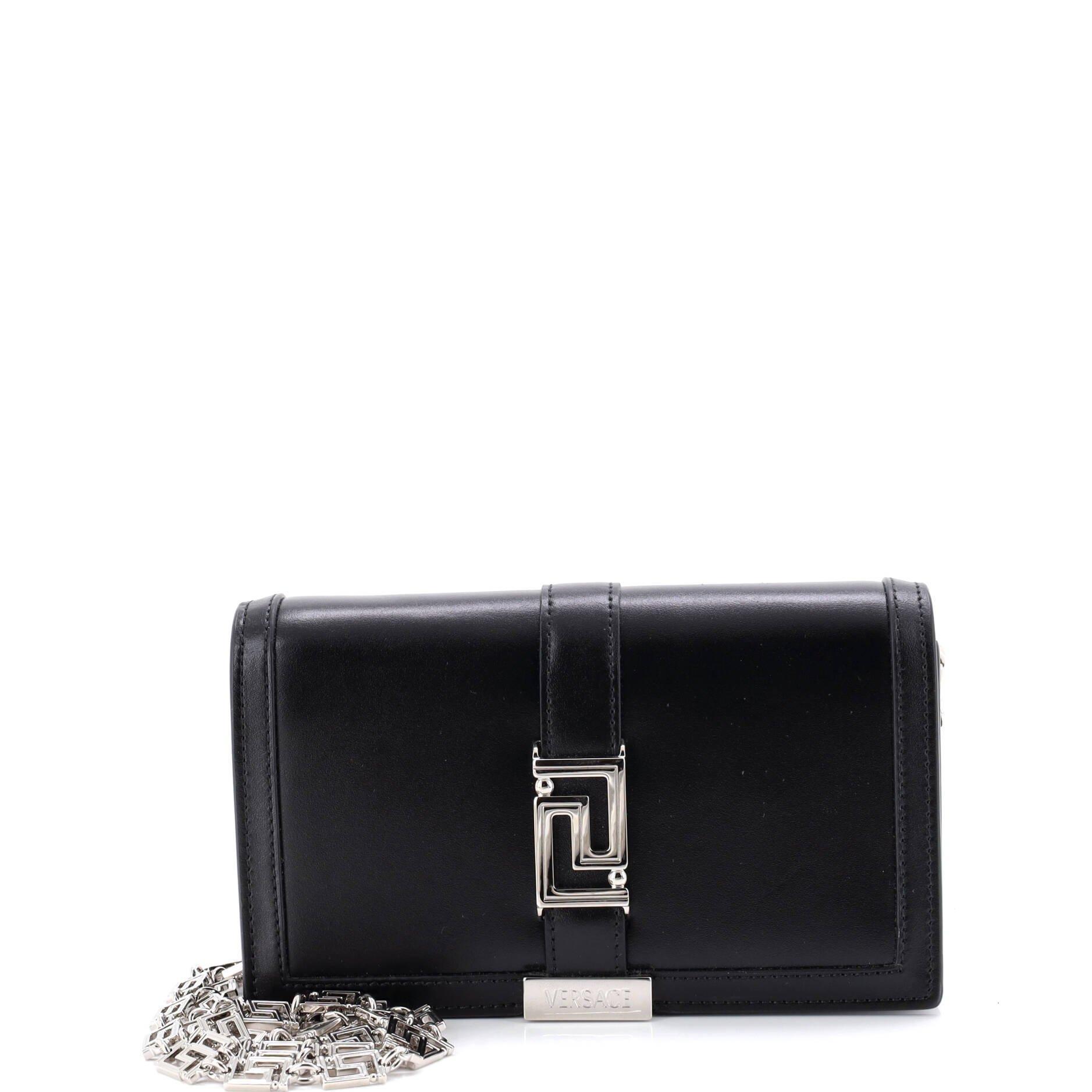 Versace Grecca Goddess Flap Crossbody Bag Leather Mini