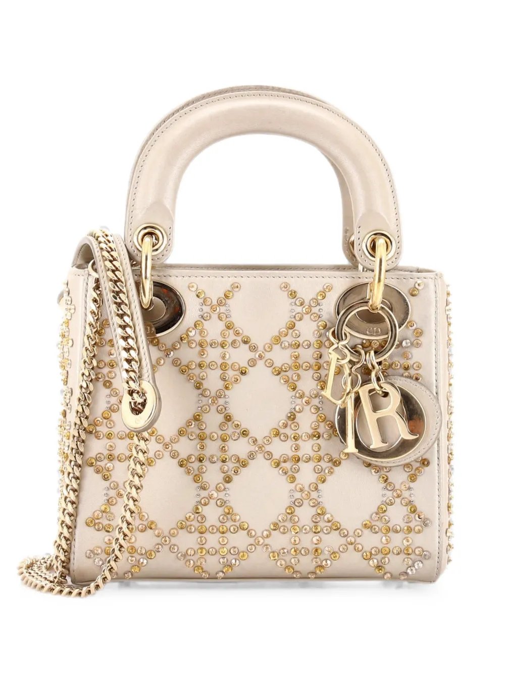 Lady Dior Chain Bag Crystal Embellished Cannage Quilt Leather Mini satchel