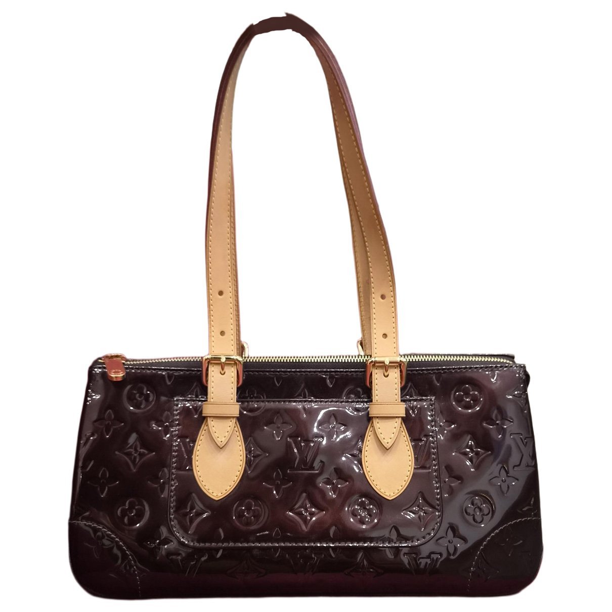 Rosewood patent leather handbag