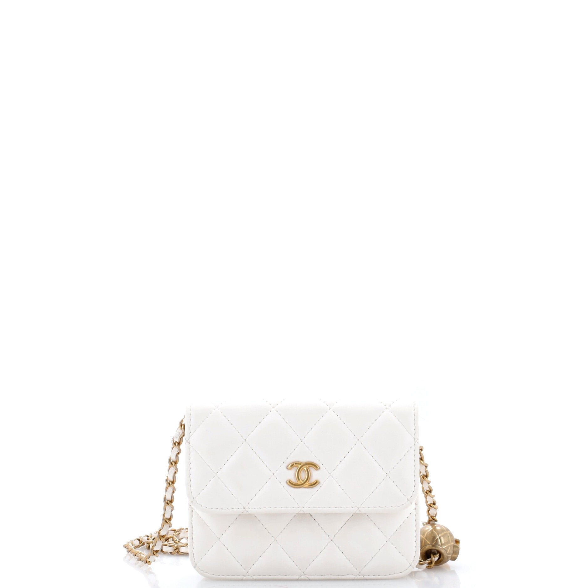 Pearl Crush Flap Clutch with Chain Quilted Lambskin Mini
