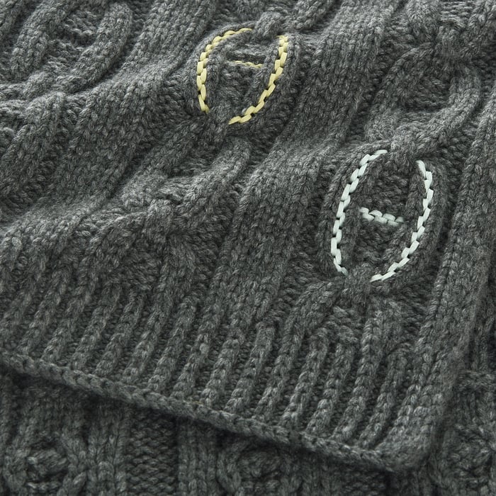 Gris Tri-maillon Details Cuir Muffler
