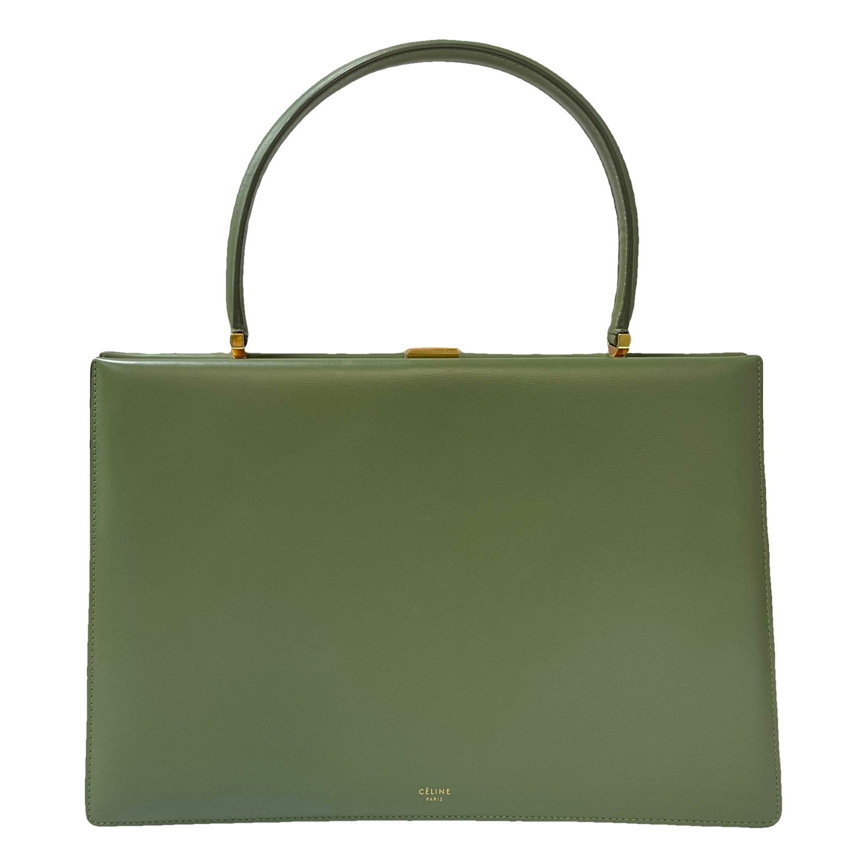 Clasp leather handbag