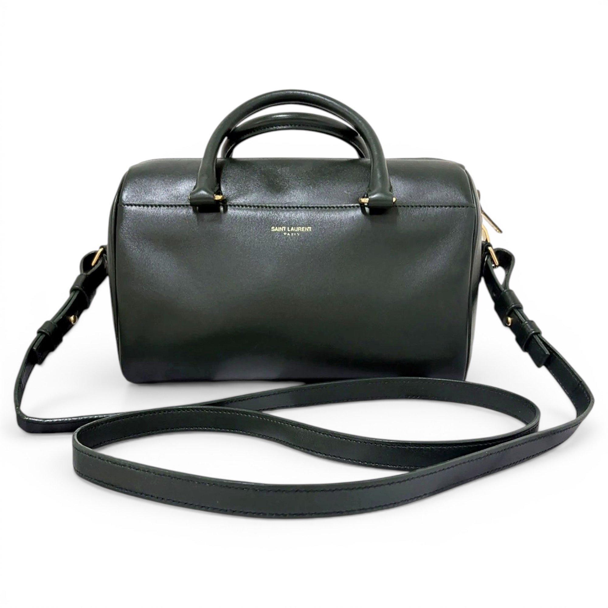 Duffle leather handbag