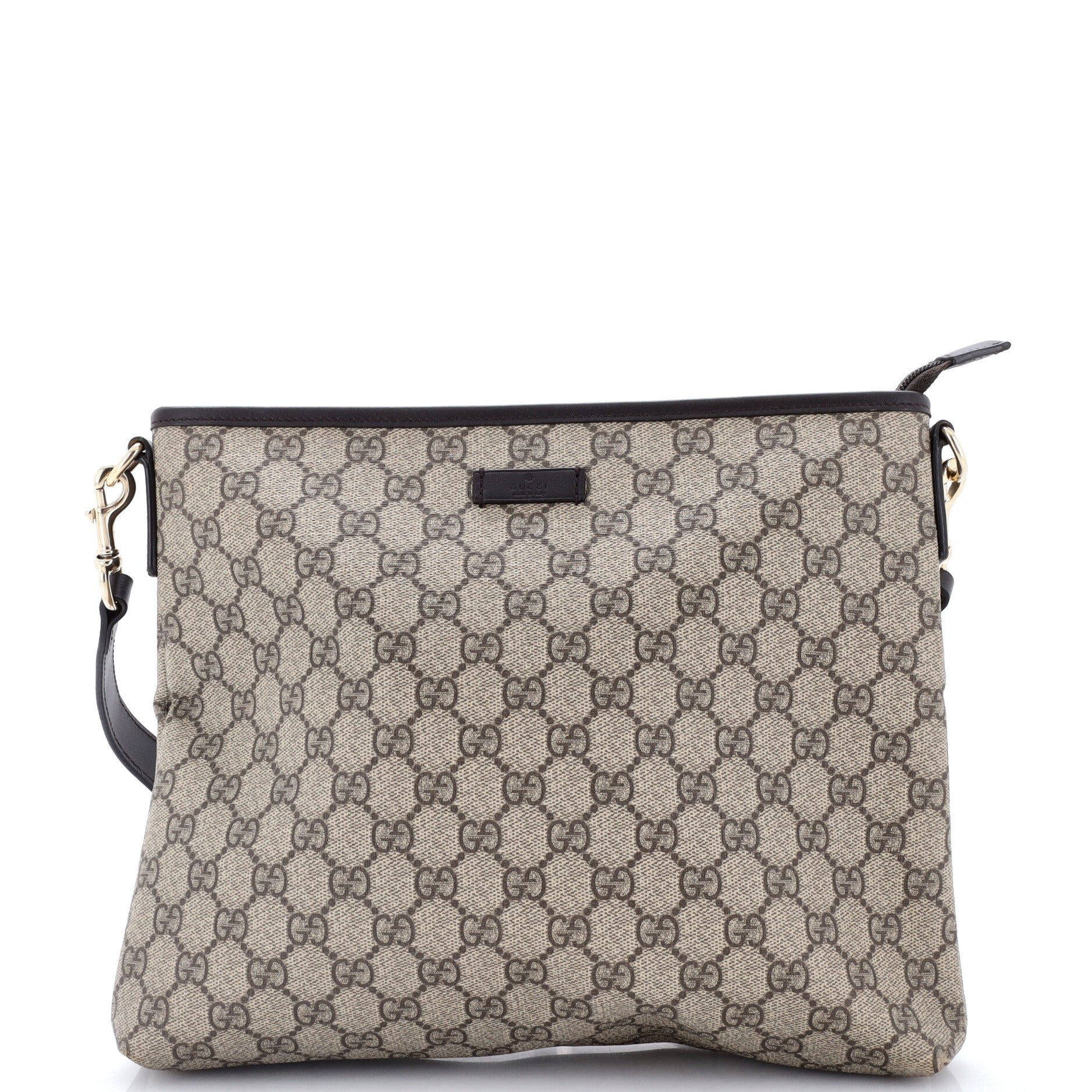 Zip Top Messenger Bag GG Coated Canvas Medium
