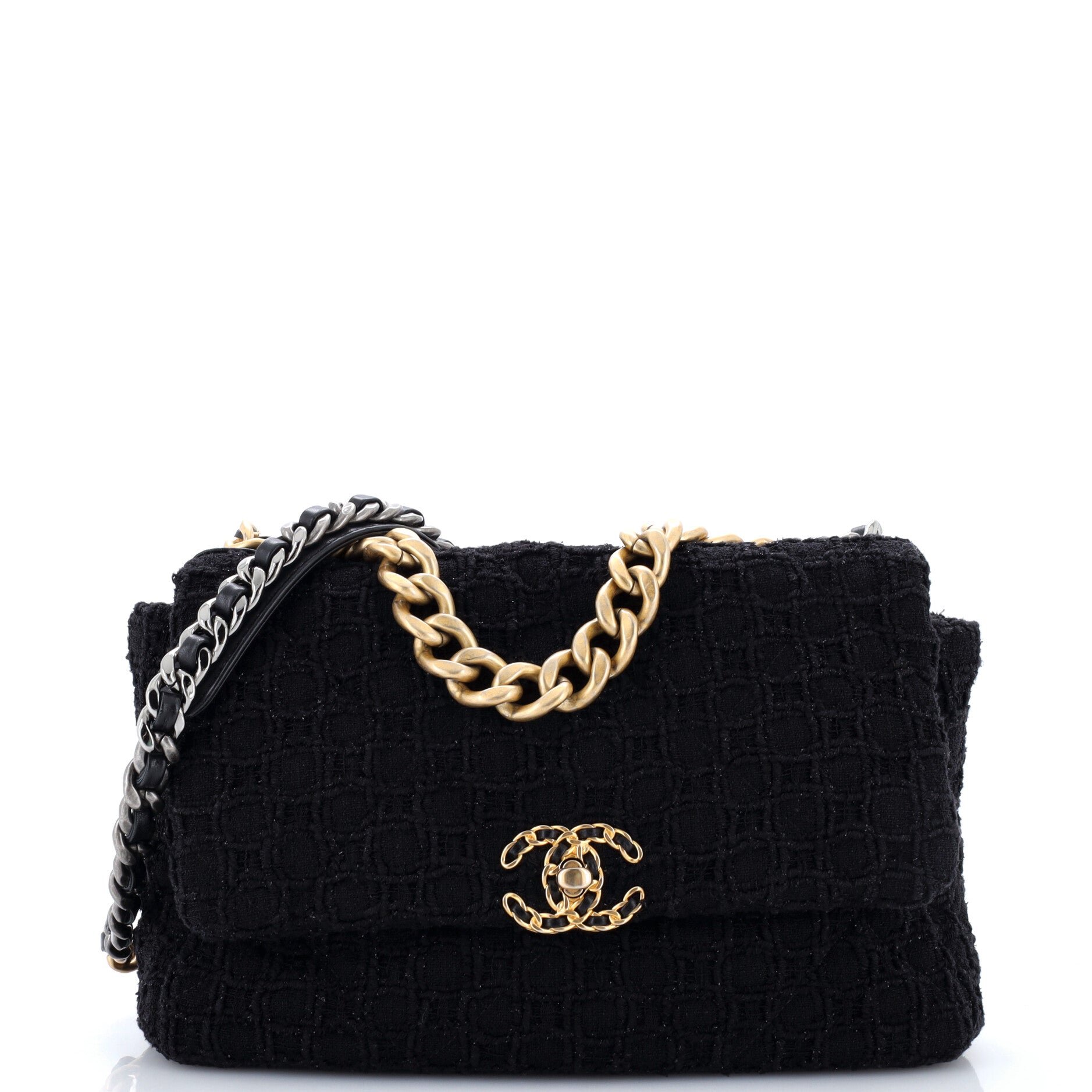 19 Flap Bag Quilted Tweed Large
