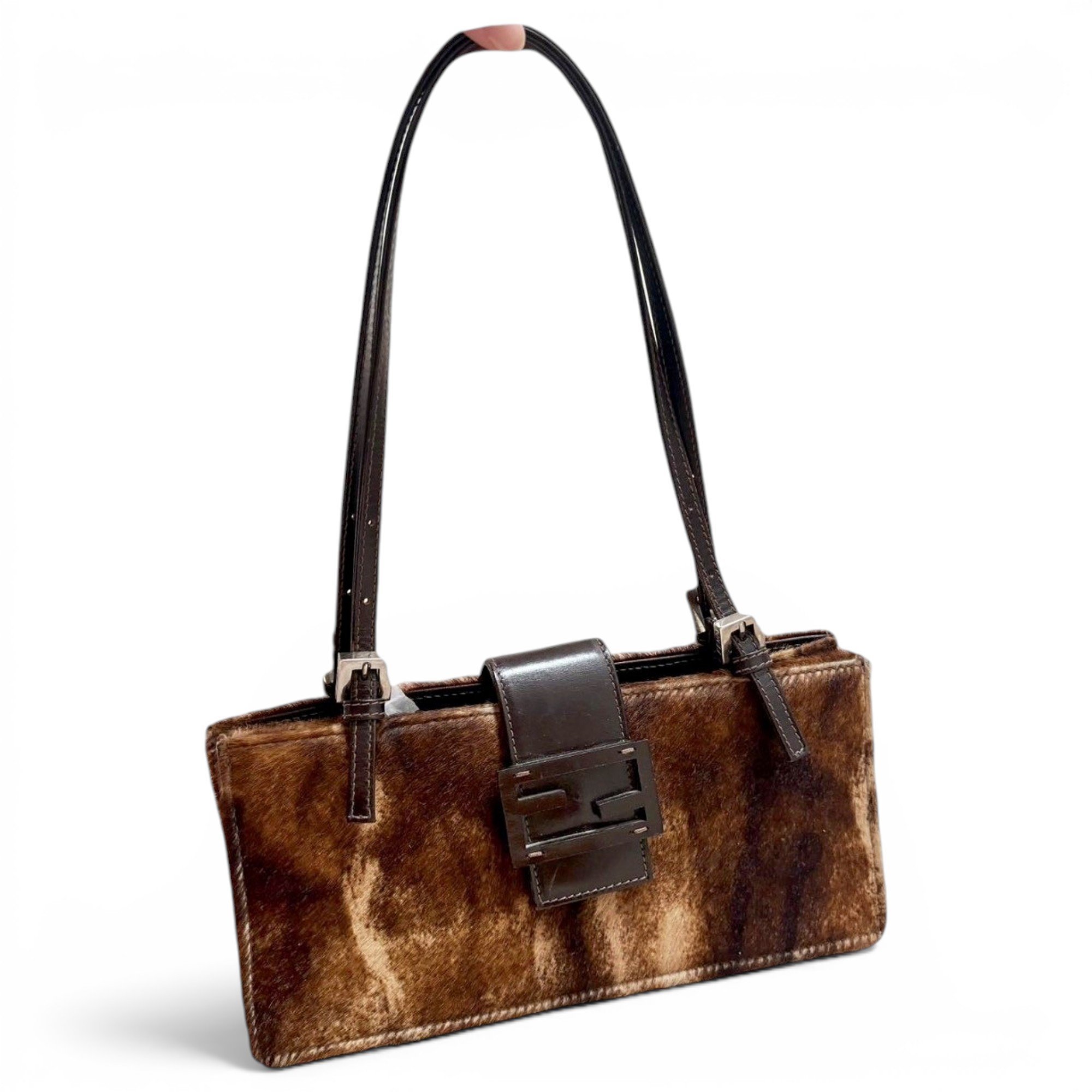 Baguette pony-style calfskin handbag